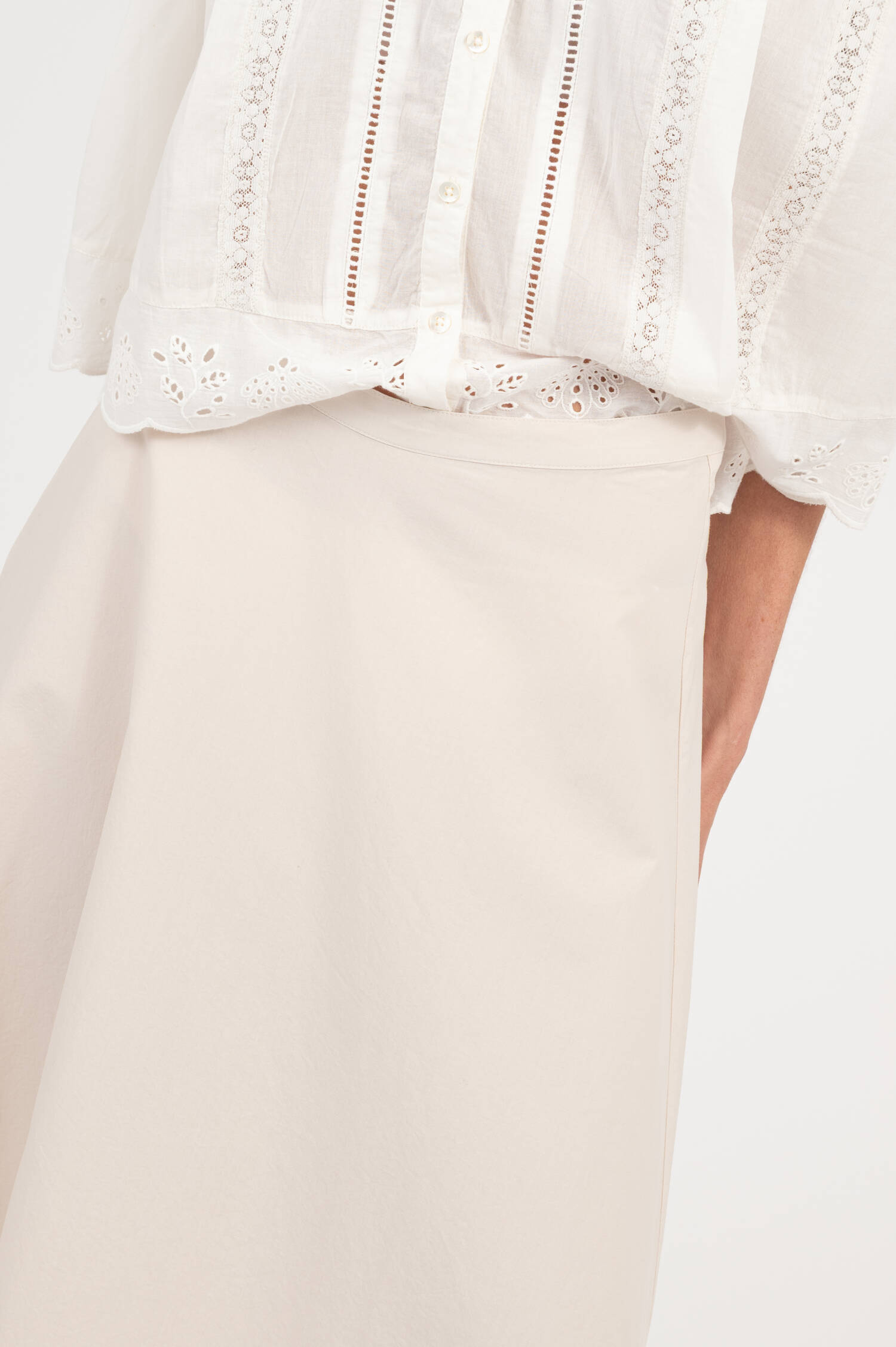 Rock aus Baumwoll-Popeline in Natur