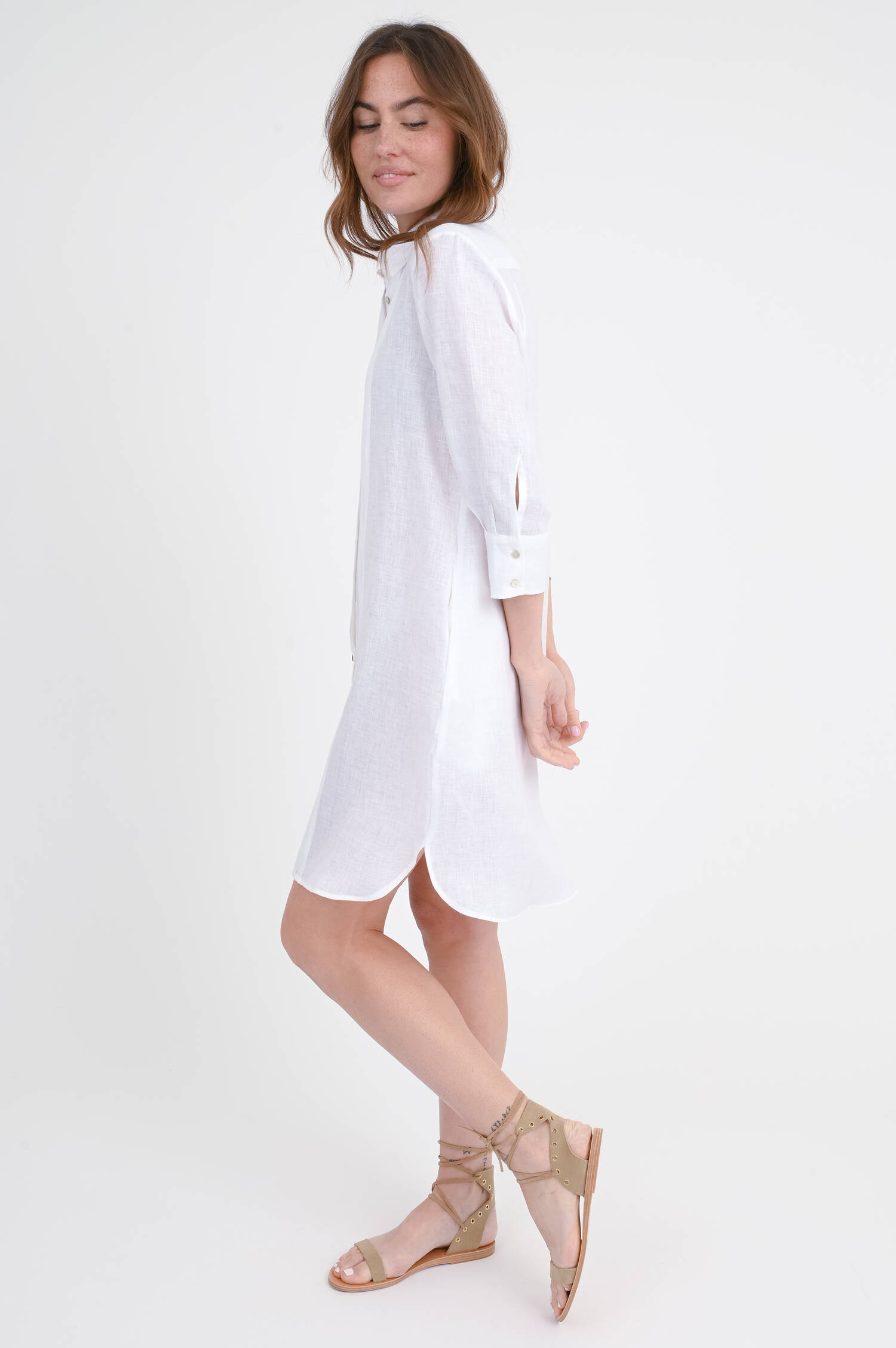 Kleid MALBINA mit Biesen in Weiß