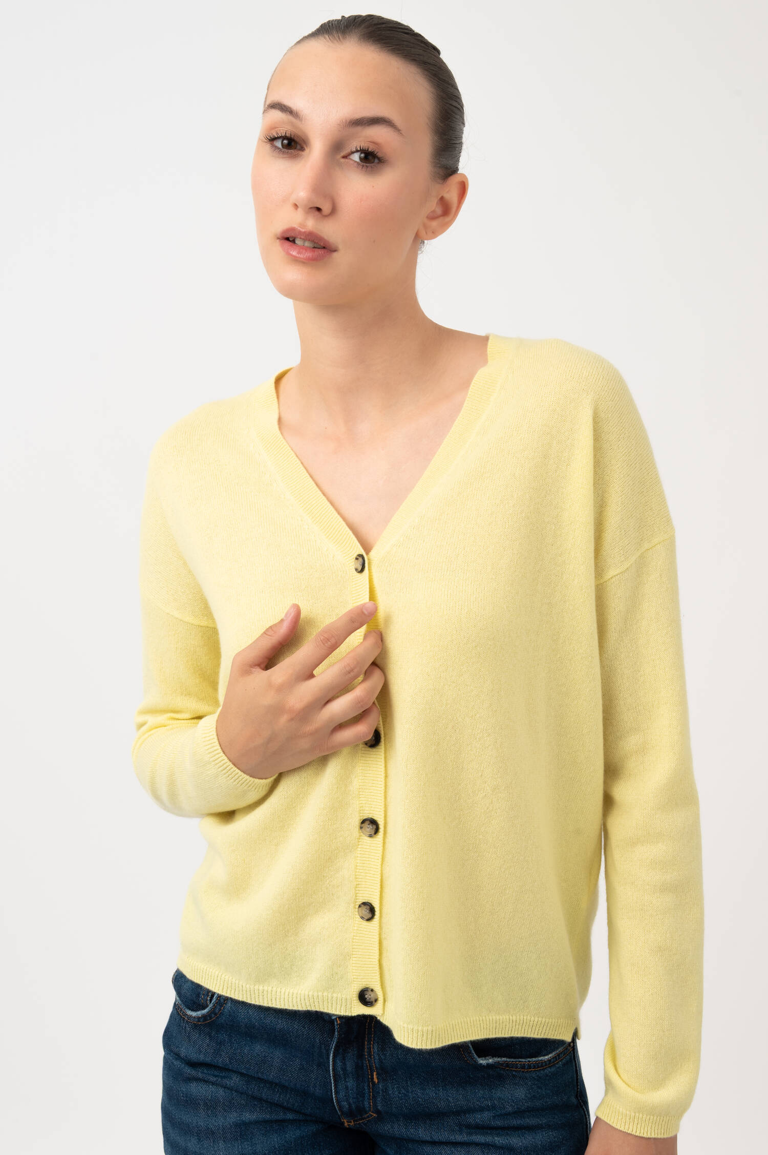 Cashmere Cardigan in Zitronengelb Cashmere Cardigan in Zitronengelb
