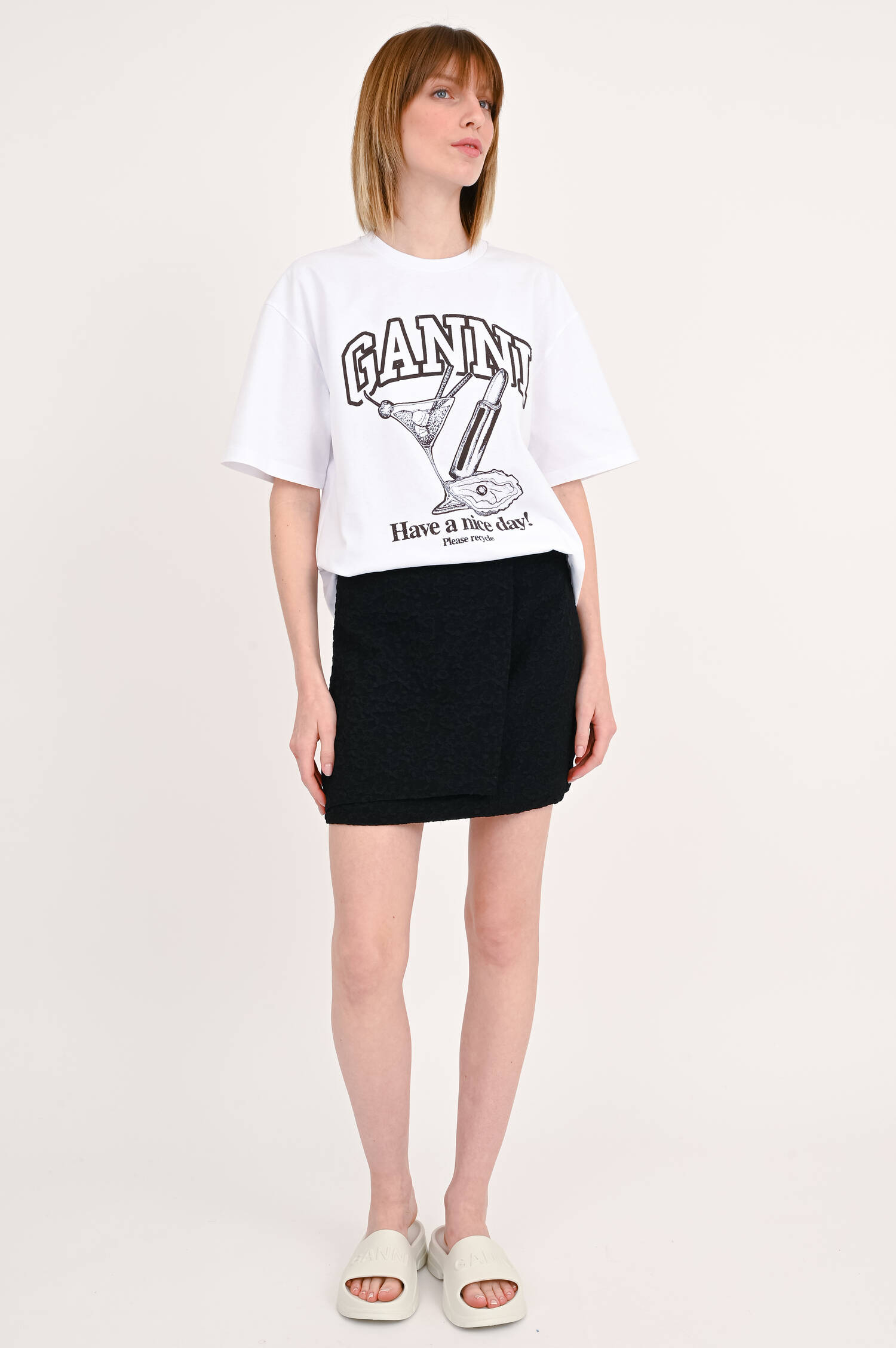 Wickelrock mit strukturiertem Stoff in Schwarz