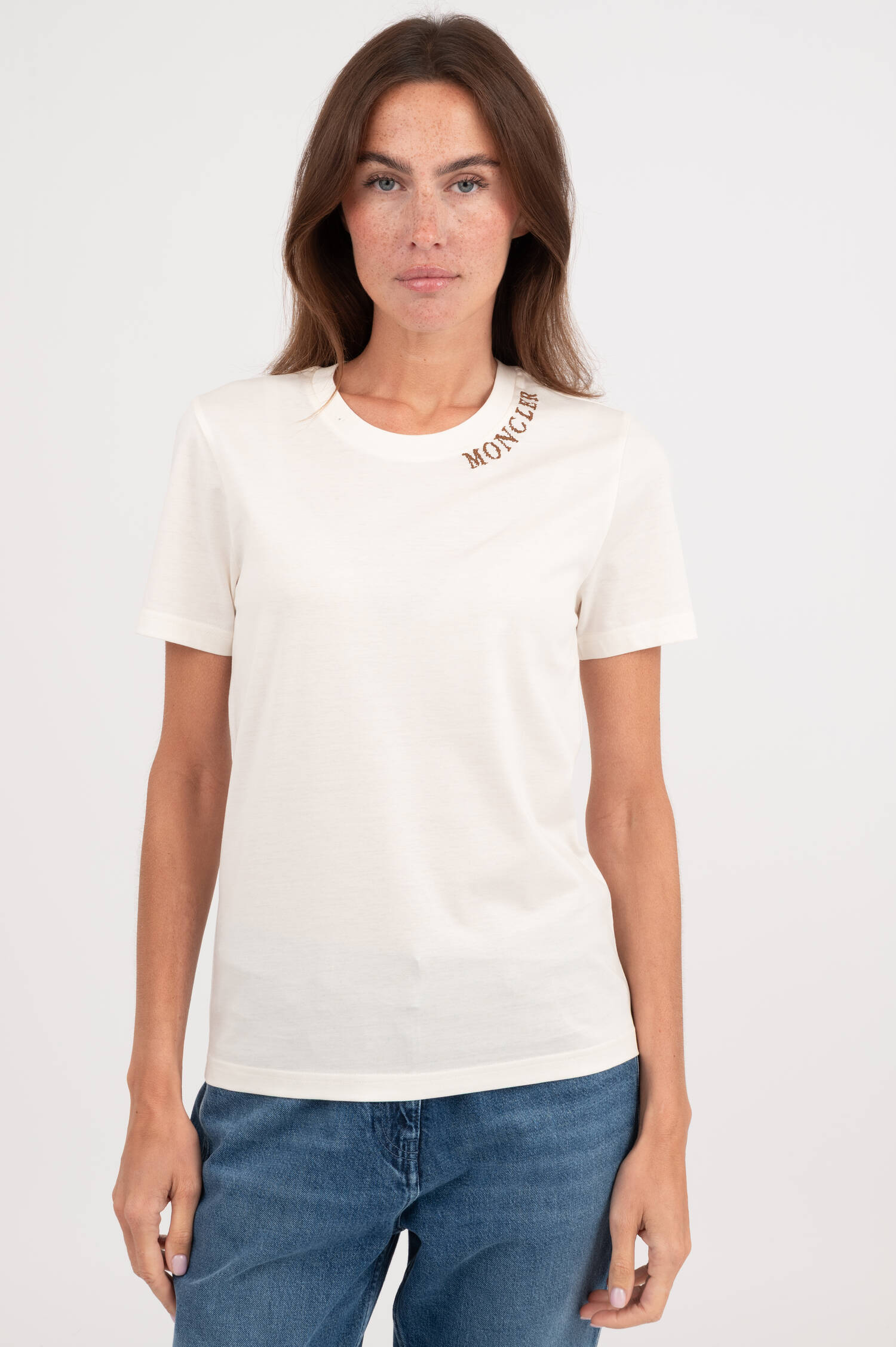 T-Shirt mit Stick in Weiß
