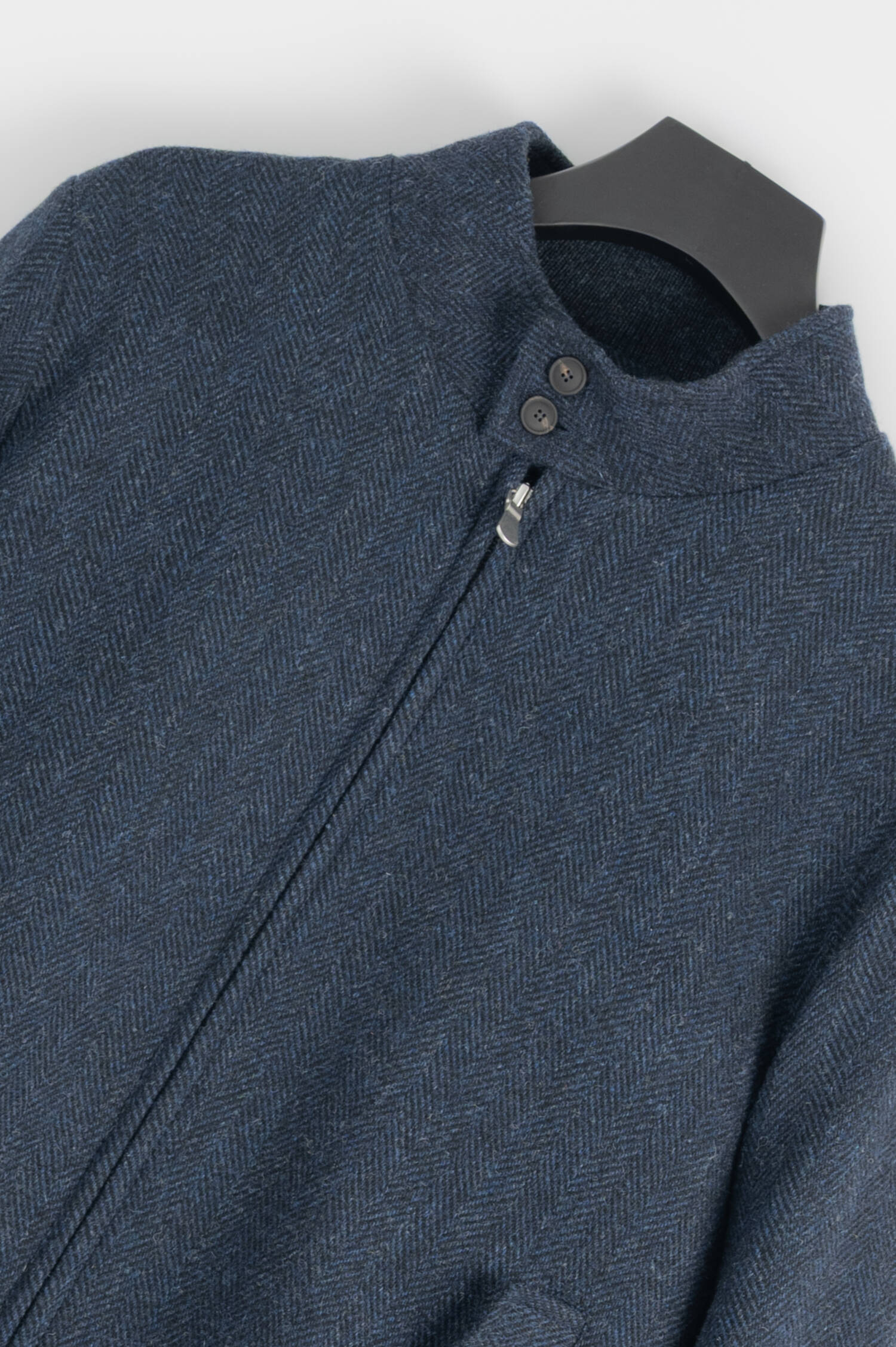 Woll-Mix-Jacke mit Fischgrätmuster in Blau