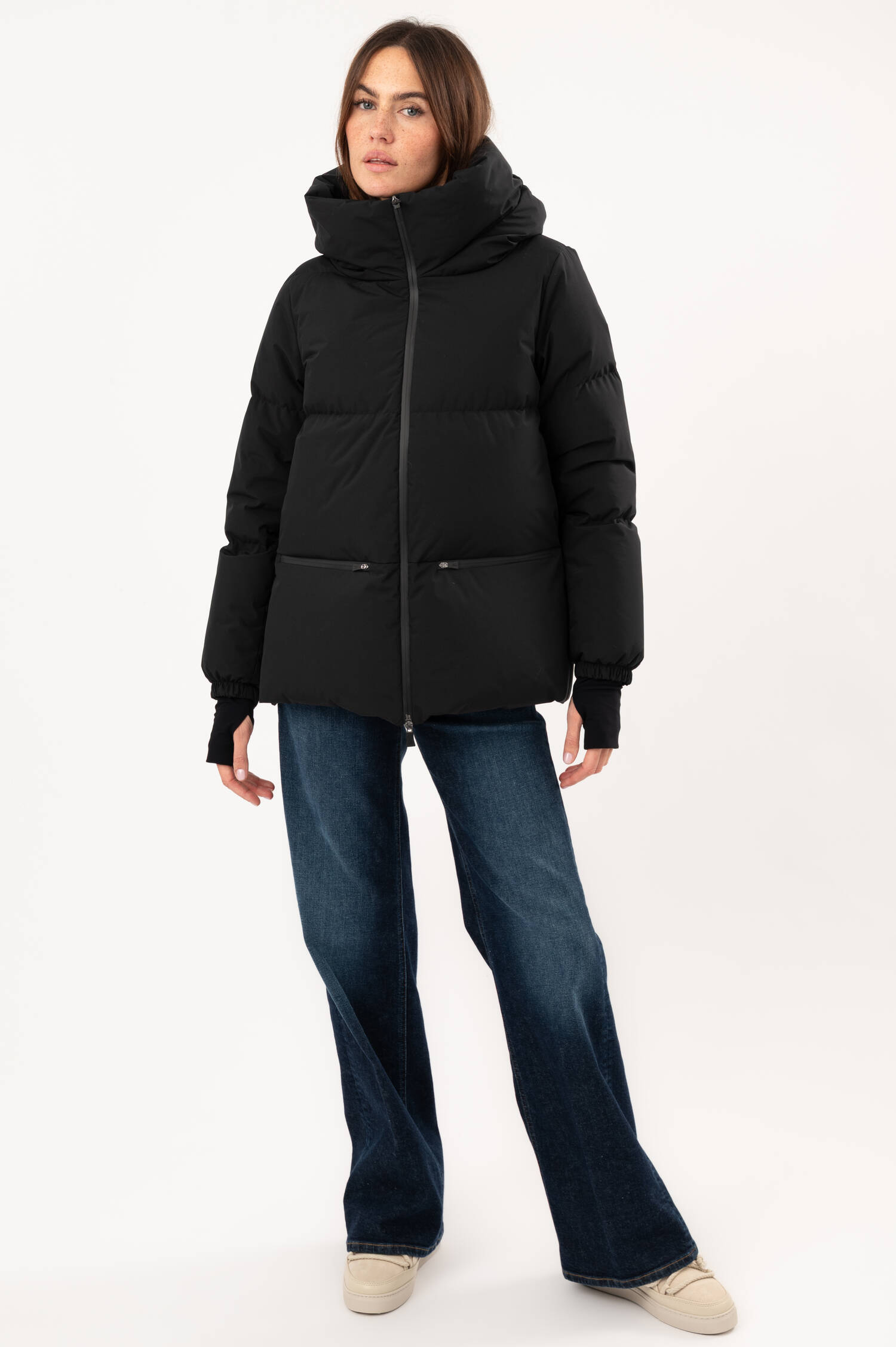 Daunenstepp-Jacke in Schwarz