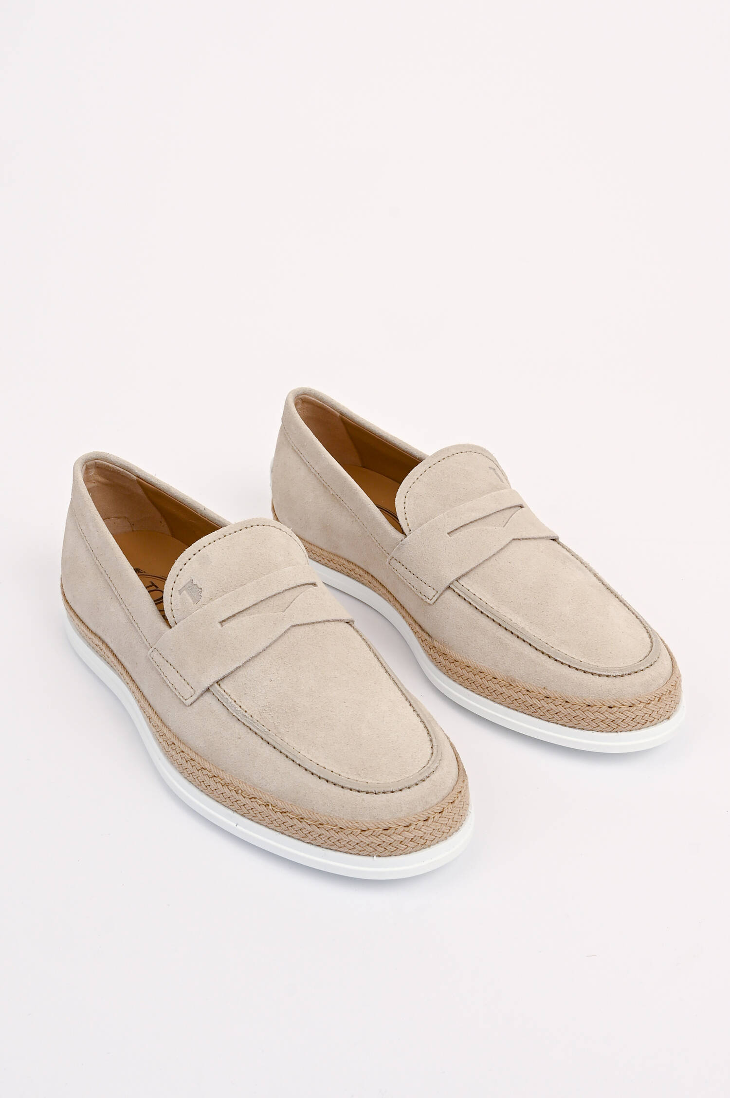 Slipper-Loafer aus Veloursleder in Sand