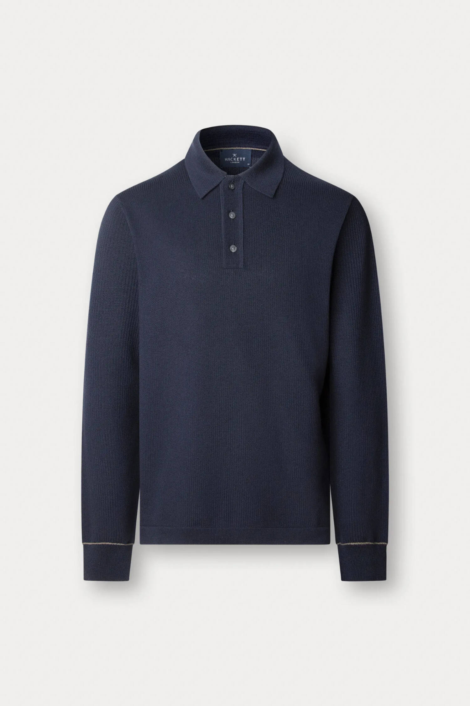Langarm Polo-Shirt aus Baumwolle in Navy Langarm Polo-Shirt aus Baumwolle in Navy
