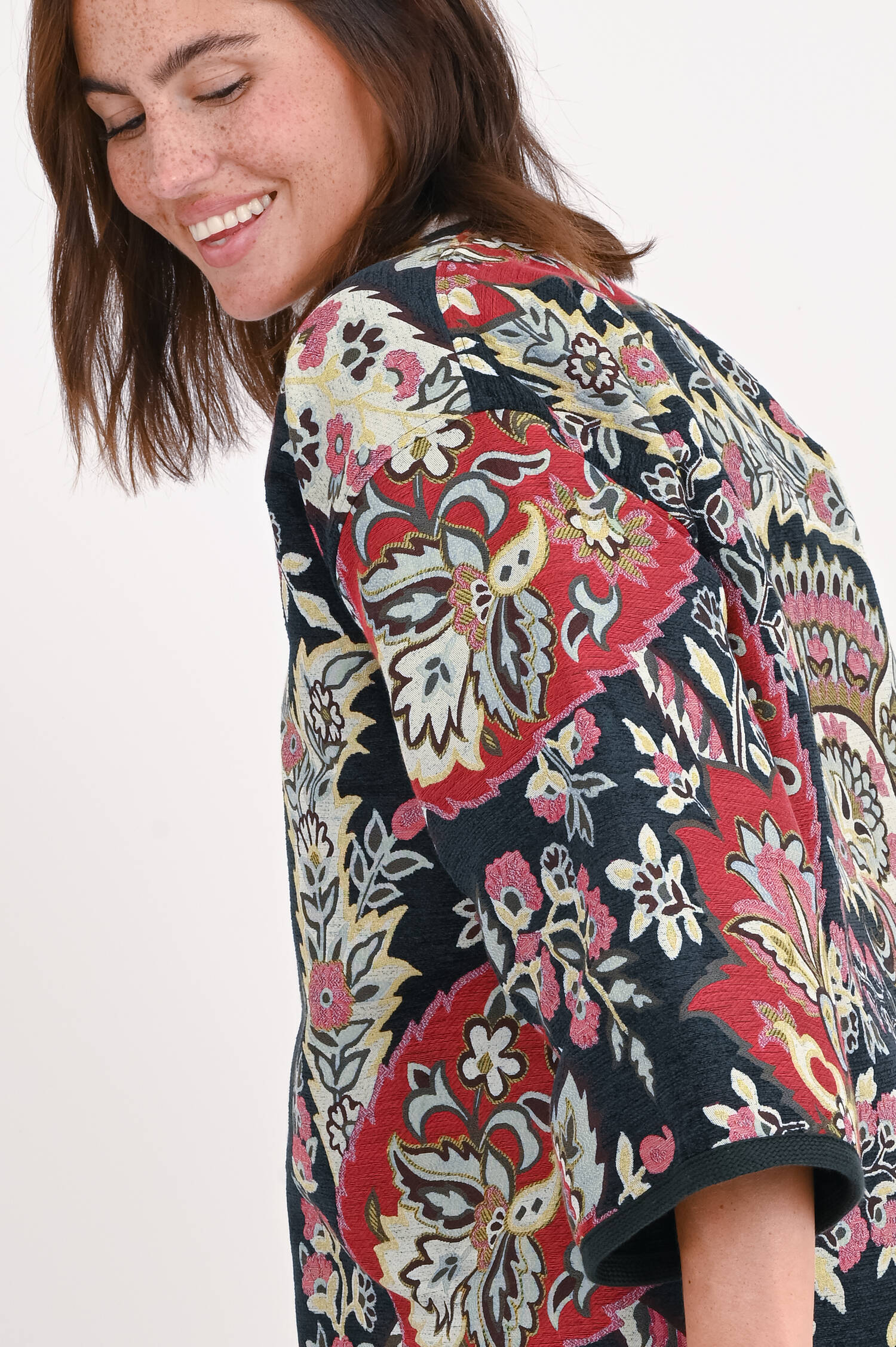 Gemusterte Jacke in Rot/Multicolor gemustert