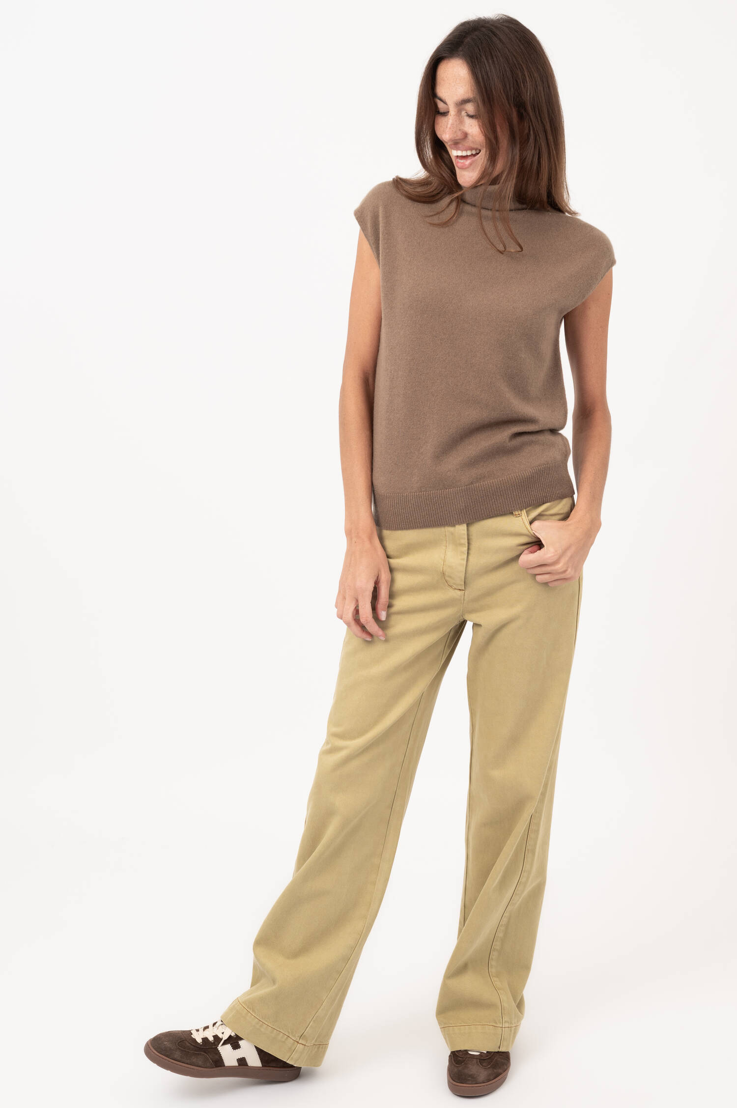Cashmere-Cardigan in Taupe