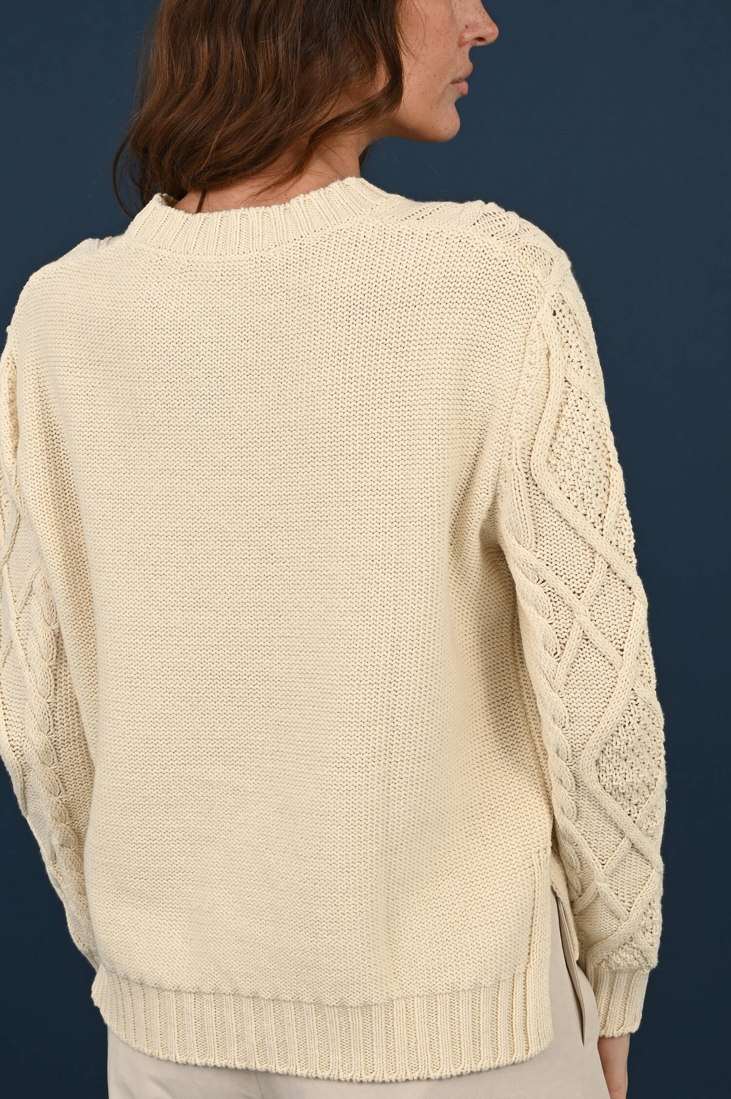 Zopfstrick Pullover TENORE in Ecru