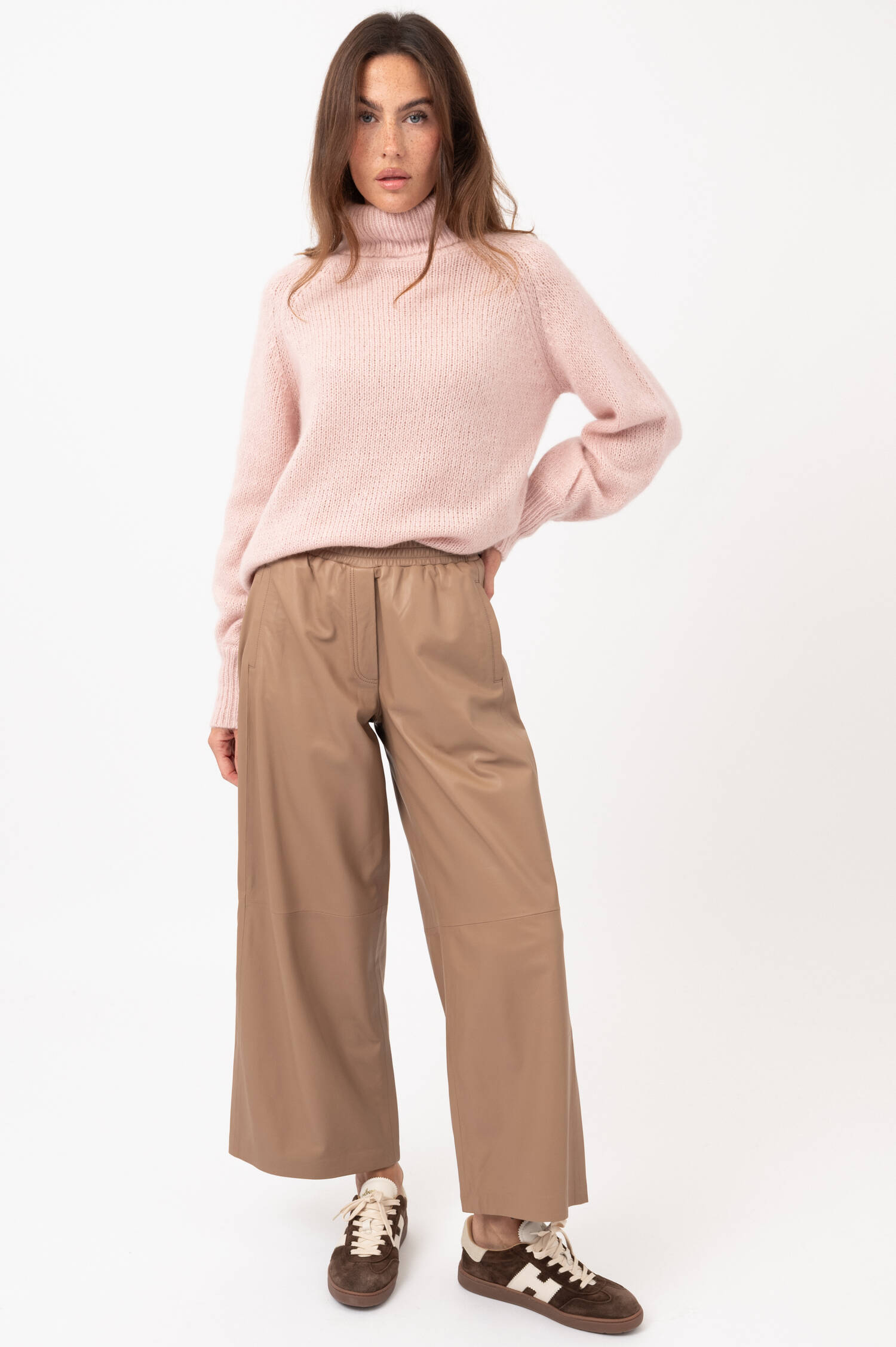 Nappaleder-Schlupfhose in Braun