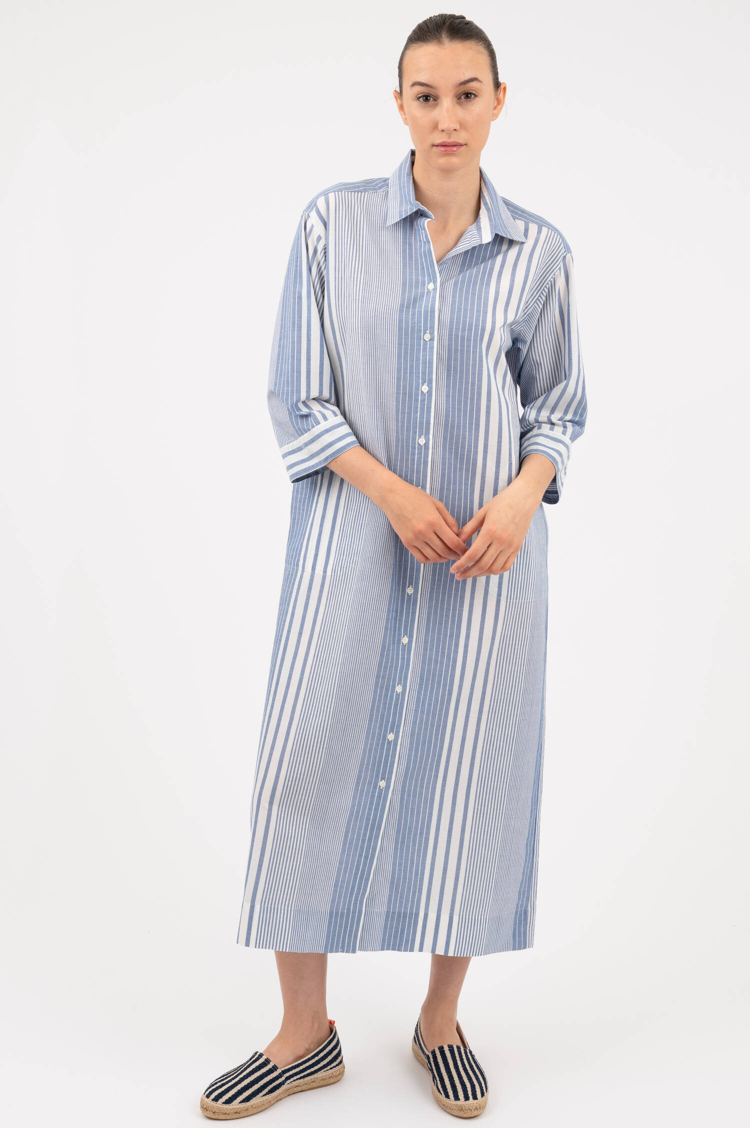 Blusenkleid in Blau/WQeiß gestreift