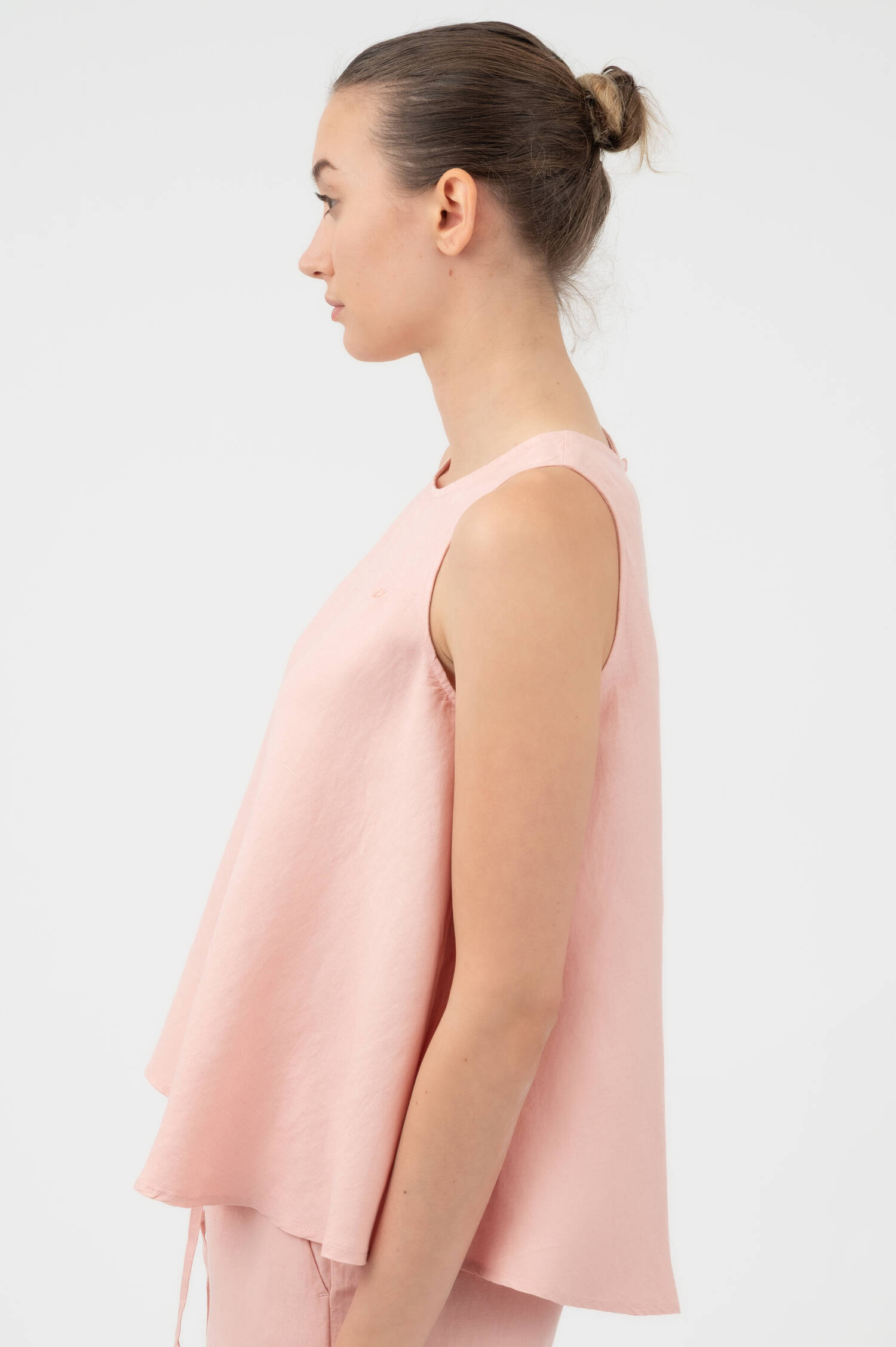 Top aus Leinen-Mix in Rosa
