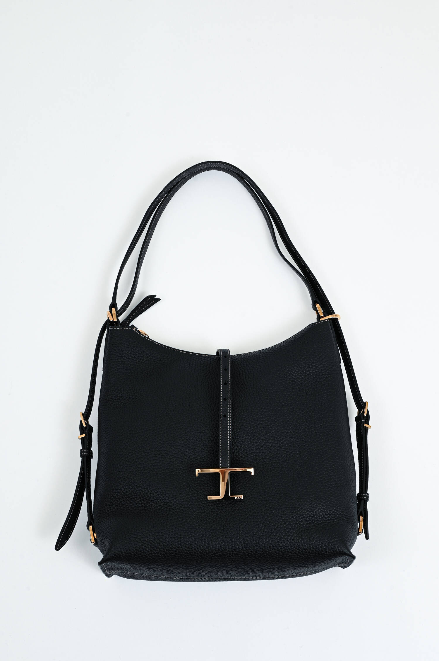 Tasche/Rucksack aus genarbtem Leder in Schwarz Tasche/Rucksack aus genarbtem Leder in Schwarz