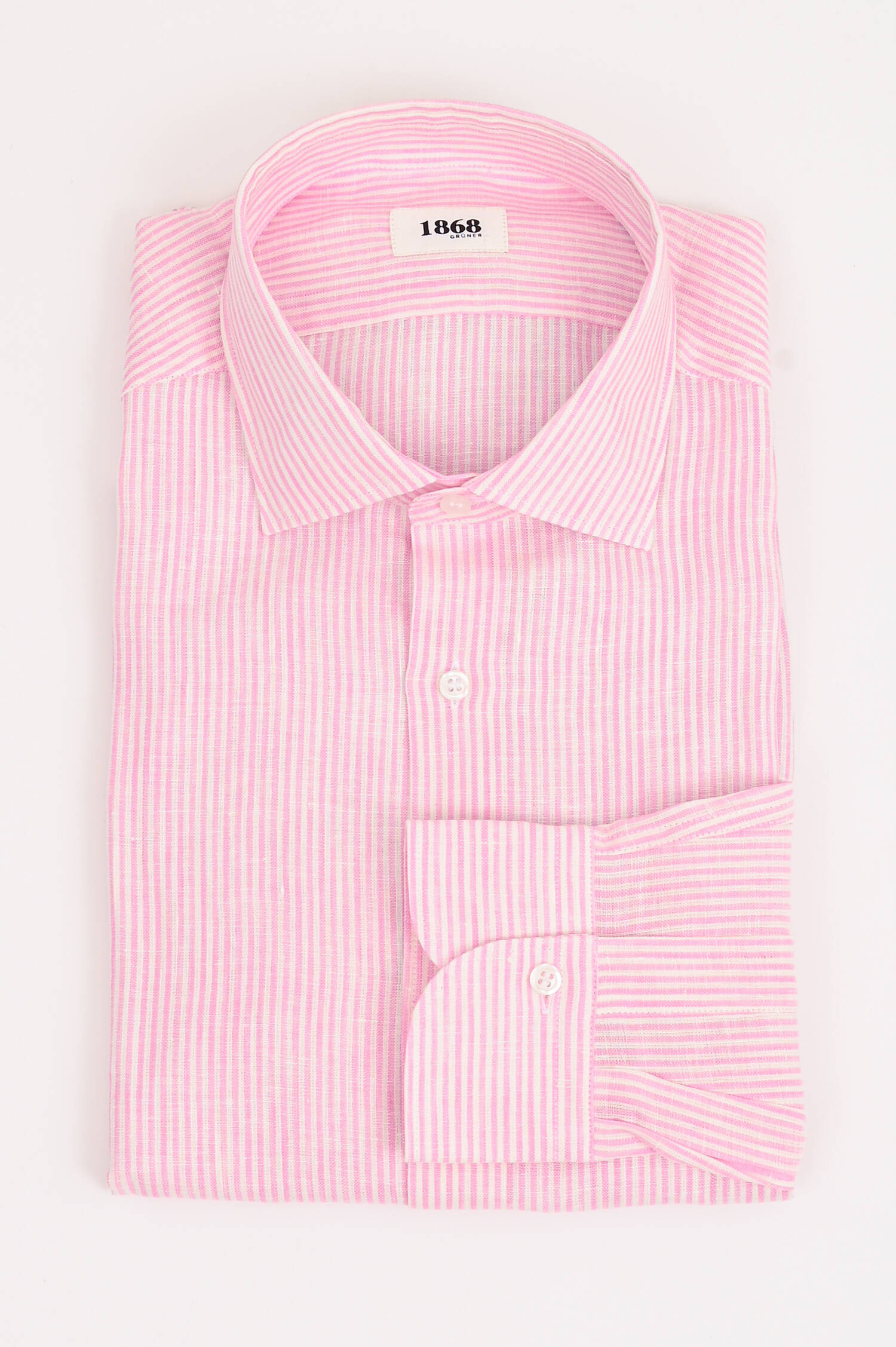 Leinenhemd mit schmalen Streifen in Rosa/Weiß Leinenhemd mit schmalen Streifen in Rosa/Weiß
