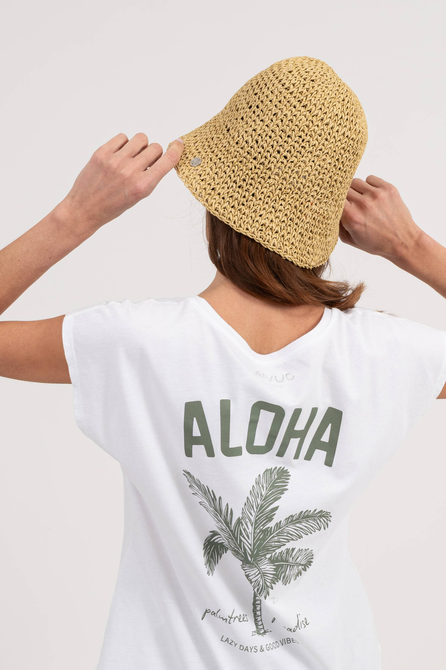 Bucket Hat in Stroh-Optik in Natur