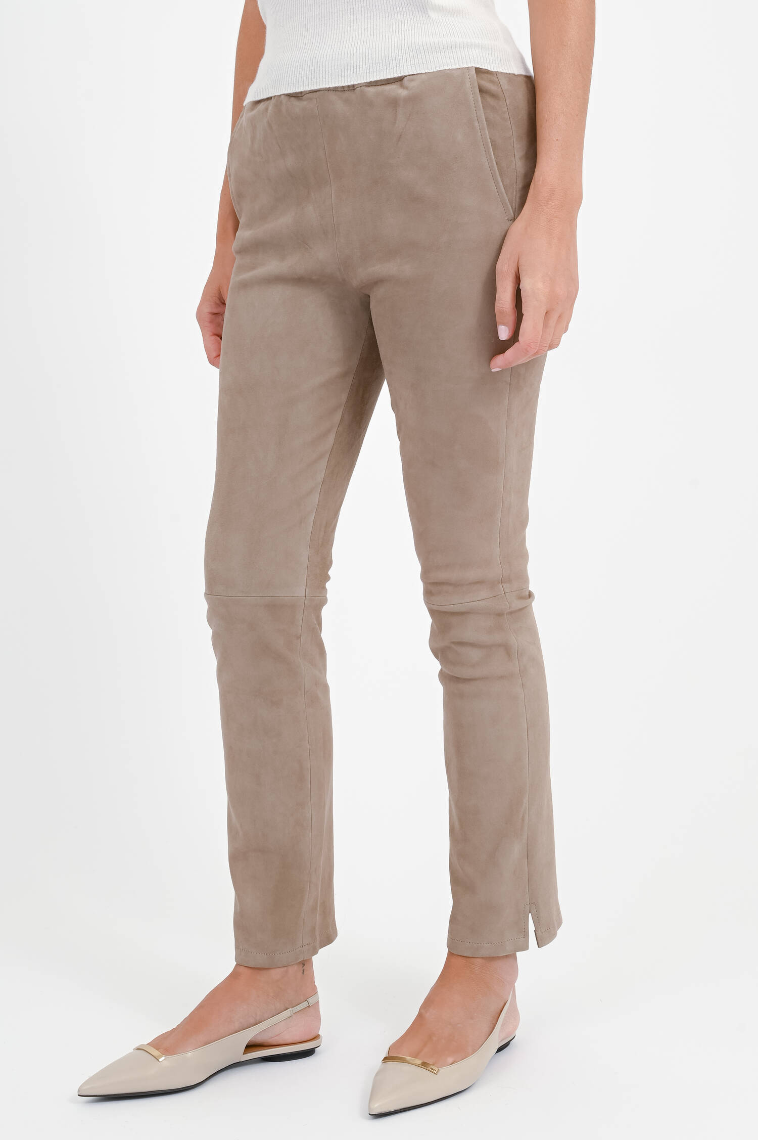 Lederhose KAMILLA in Grey Taupe