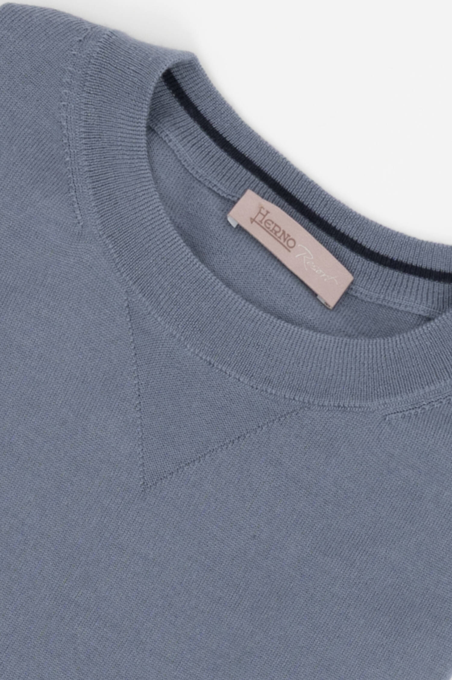 Woll-Seiden Pullover in Graublau