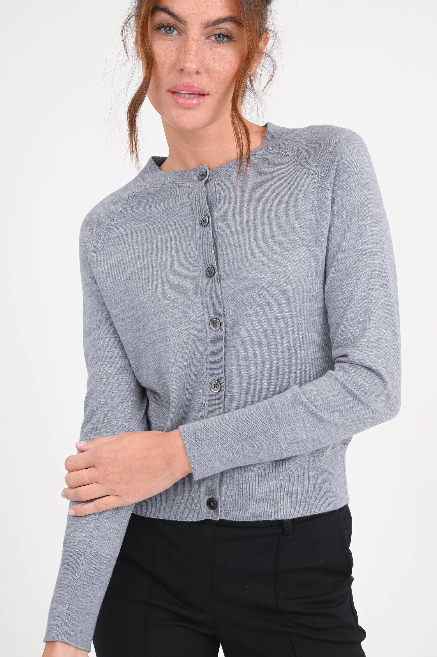 Strickweste aus Woll-Seide-Mix in Grau