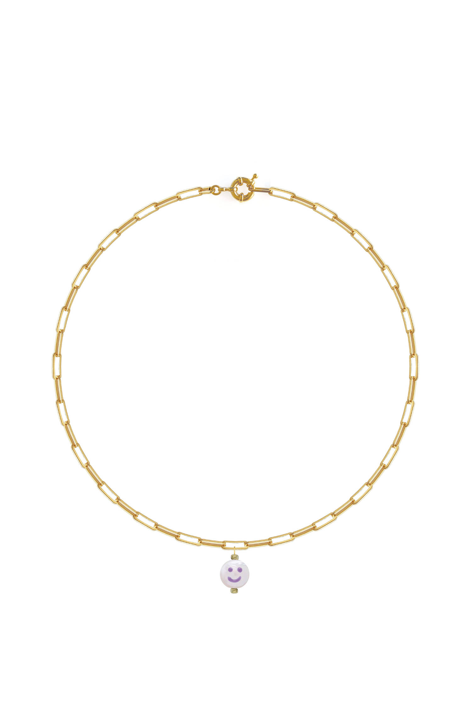 HAPPY FACE CHAIN Halskette in Gold/Lila