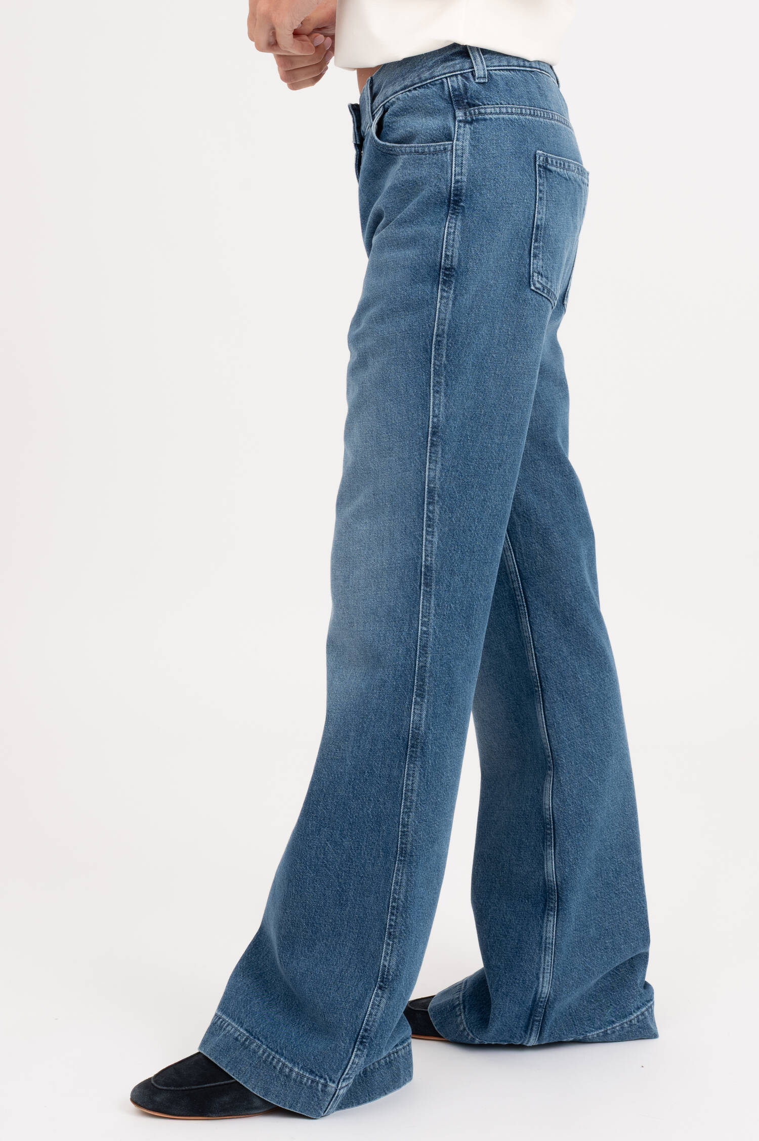 Wide Leg Jeans in Mittelblau