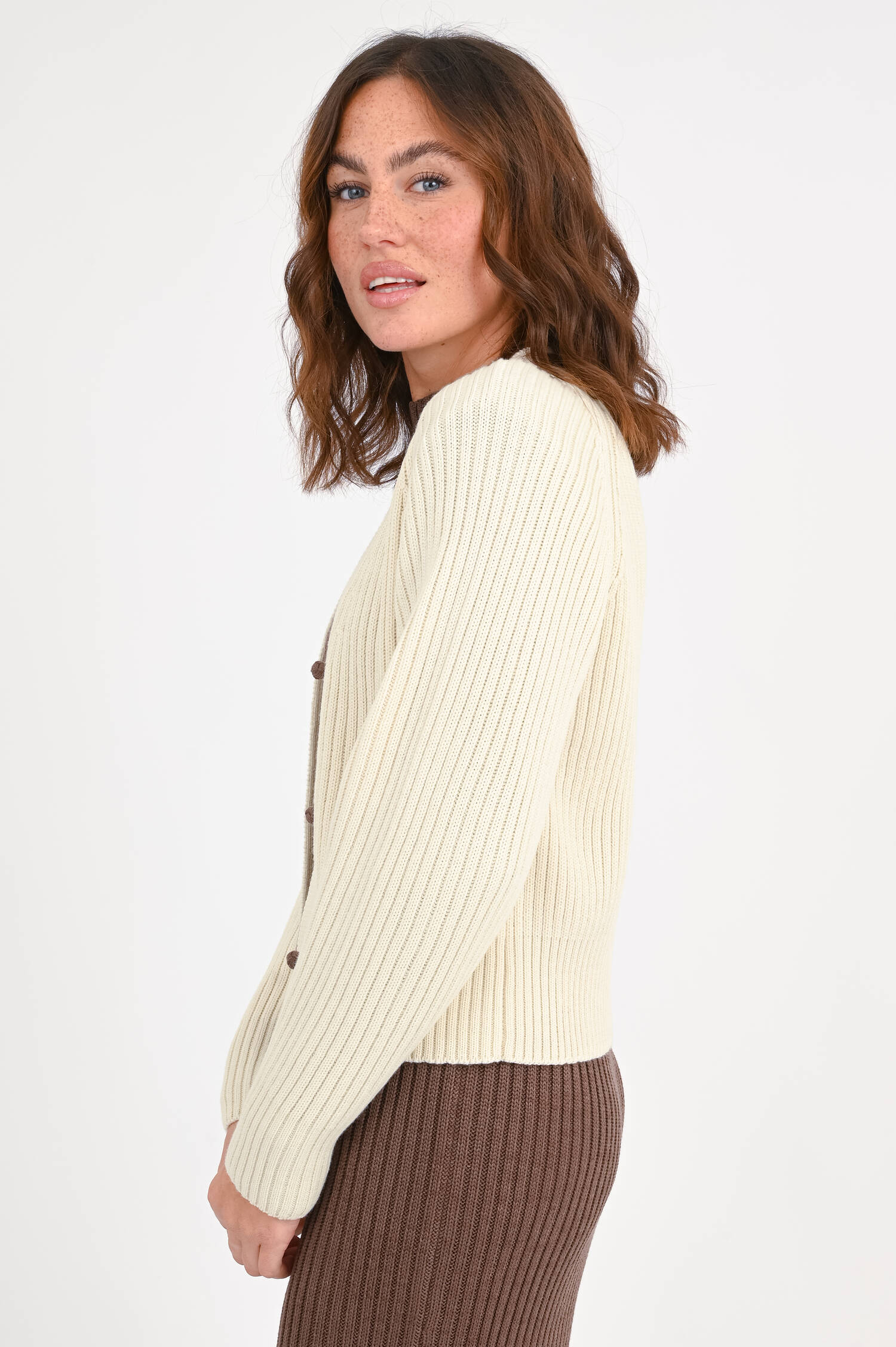 Rippstrickjacke MILLICENT in Creme