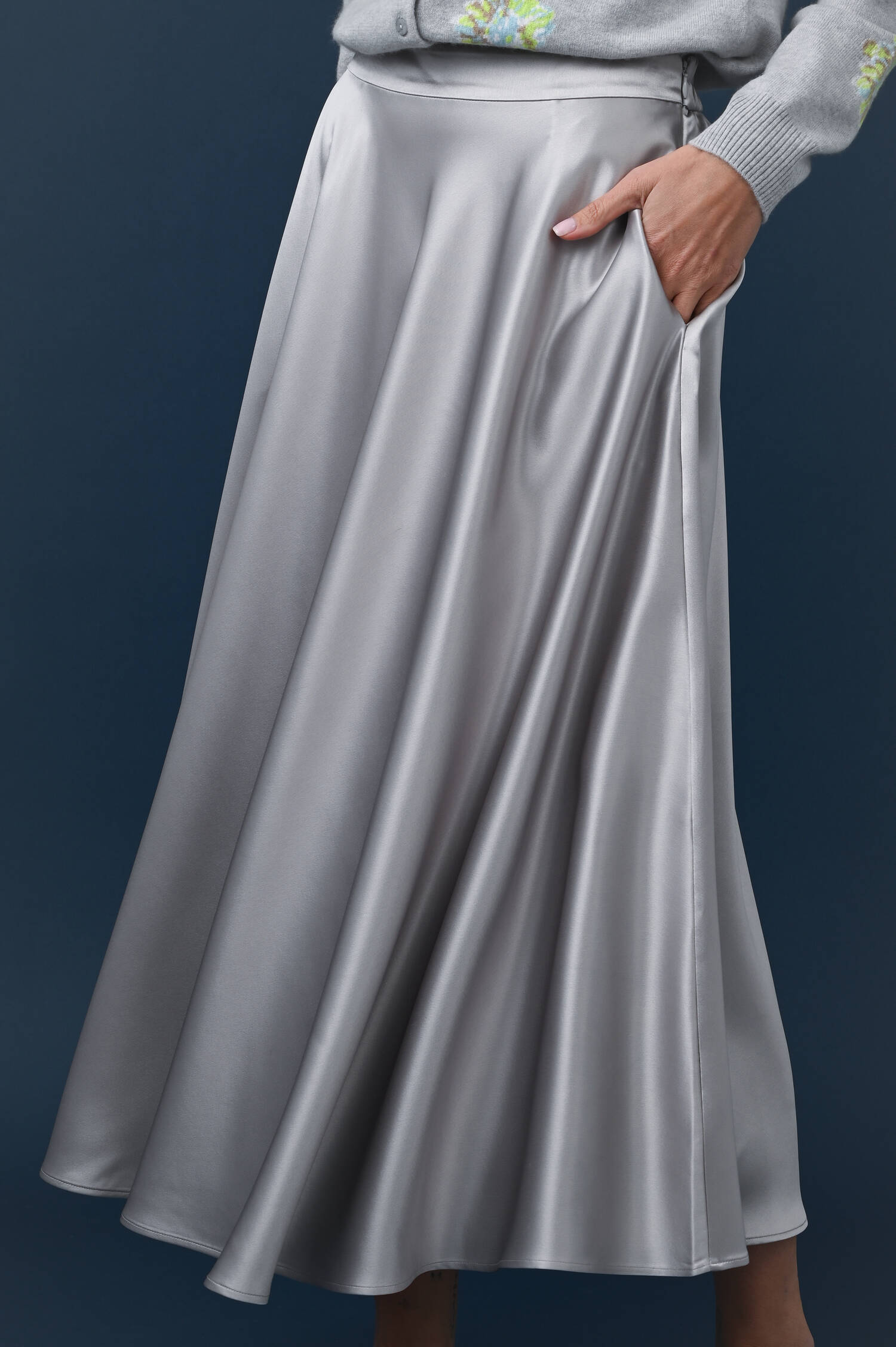 A-Linien Rock in Satinoptik in Sanderling Beige