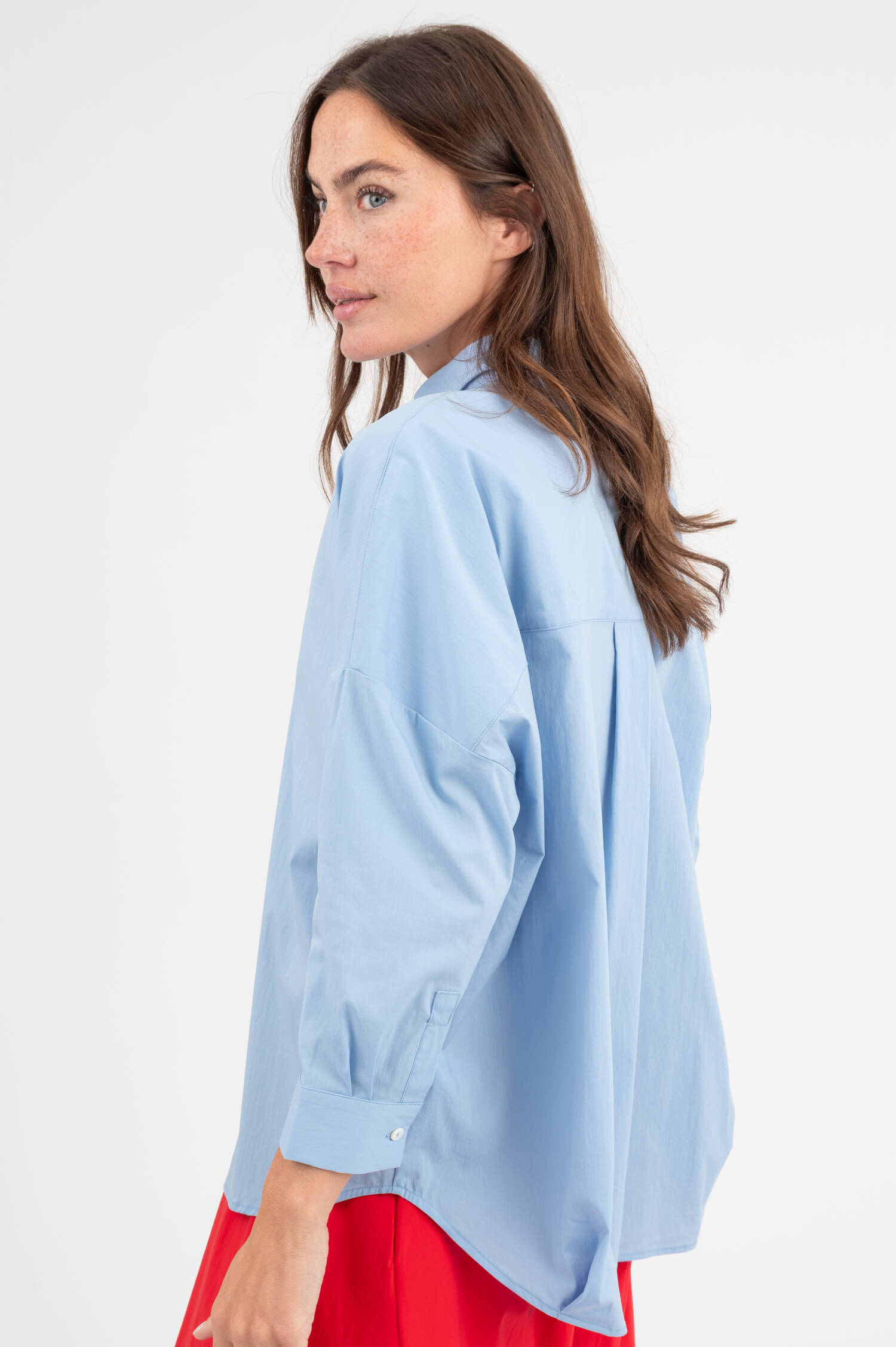Popeline Bluse in Hellblau