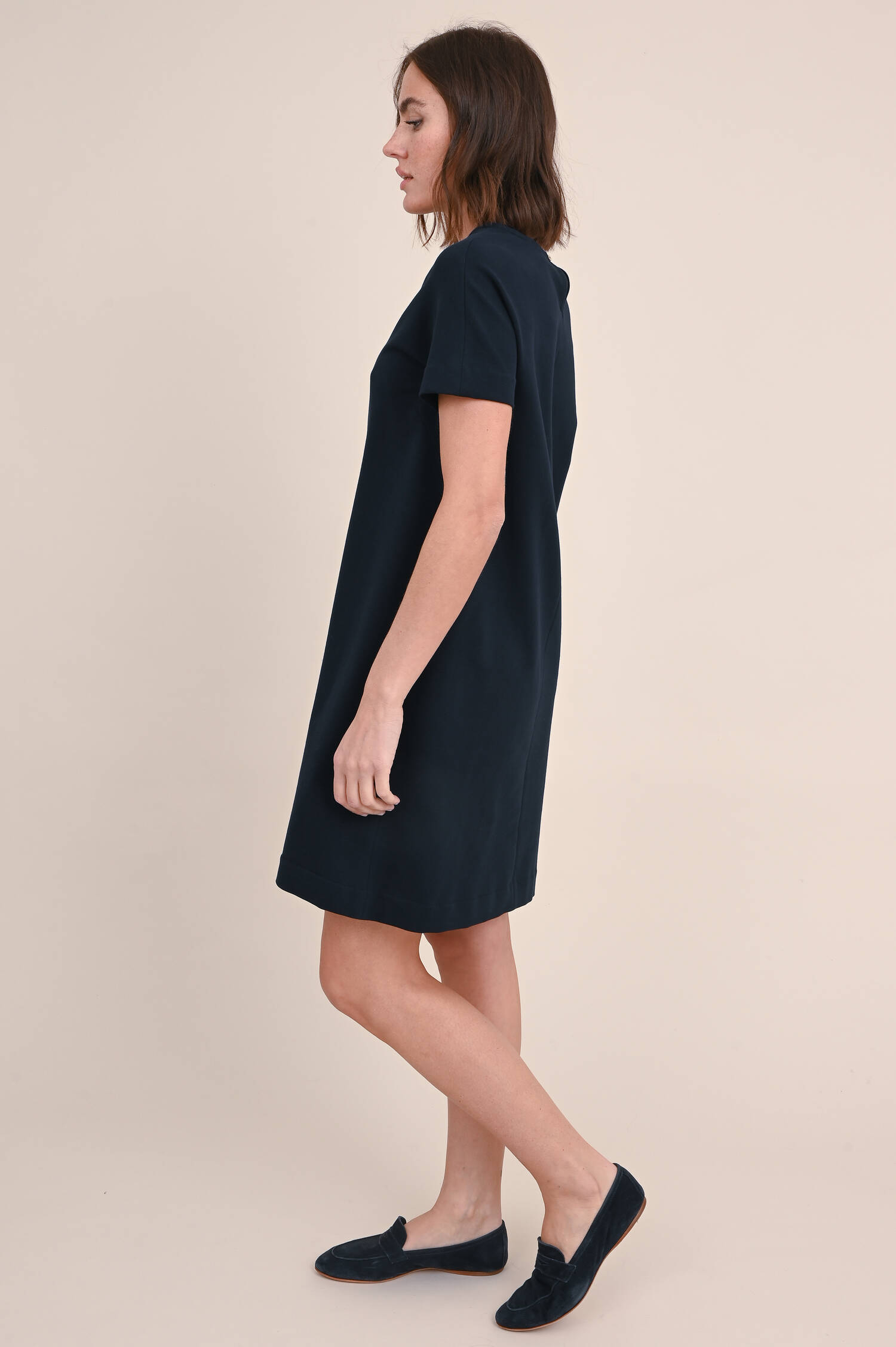Kurzarm Jersey-Kleid in Navy