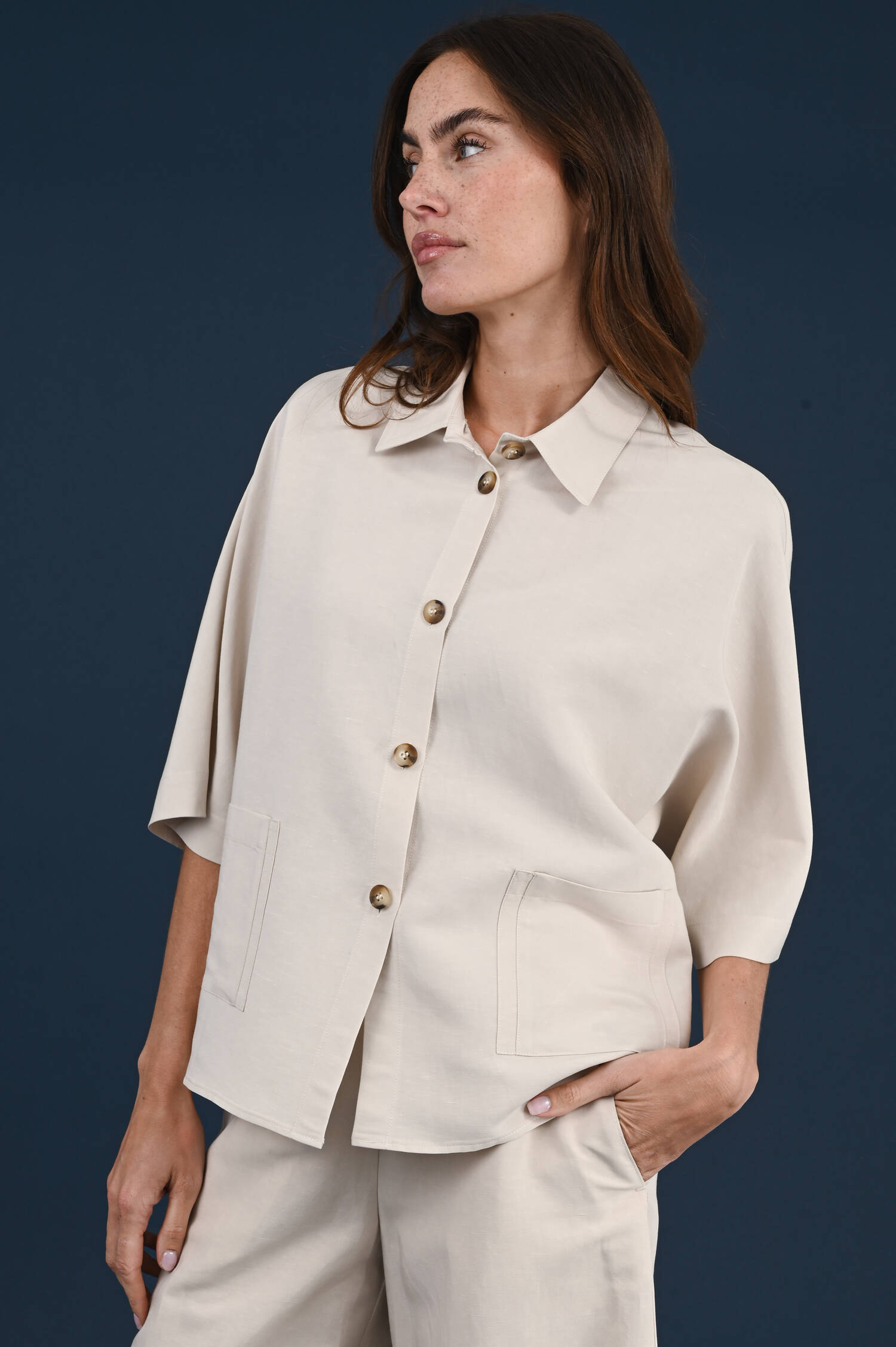 Boxy Bluse in Beige