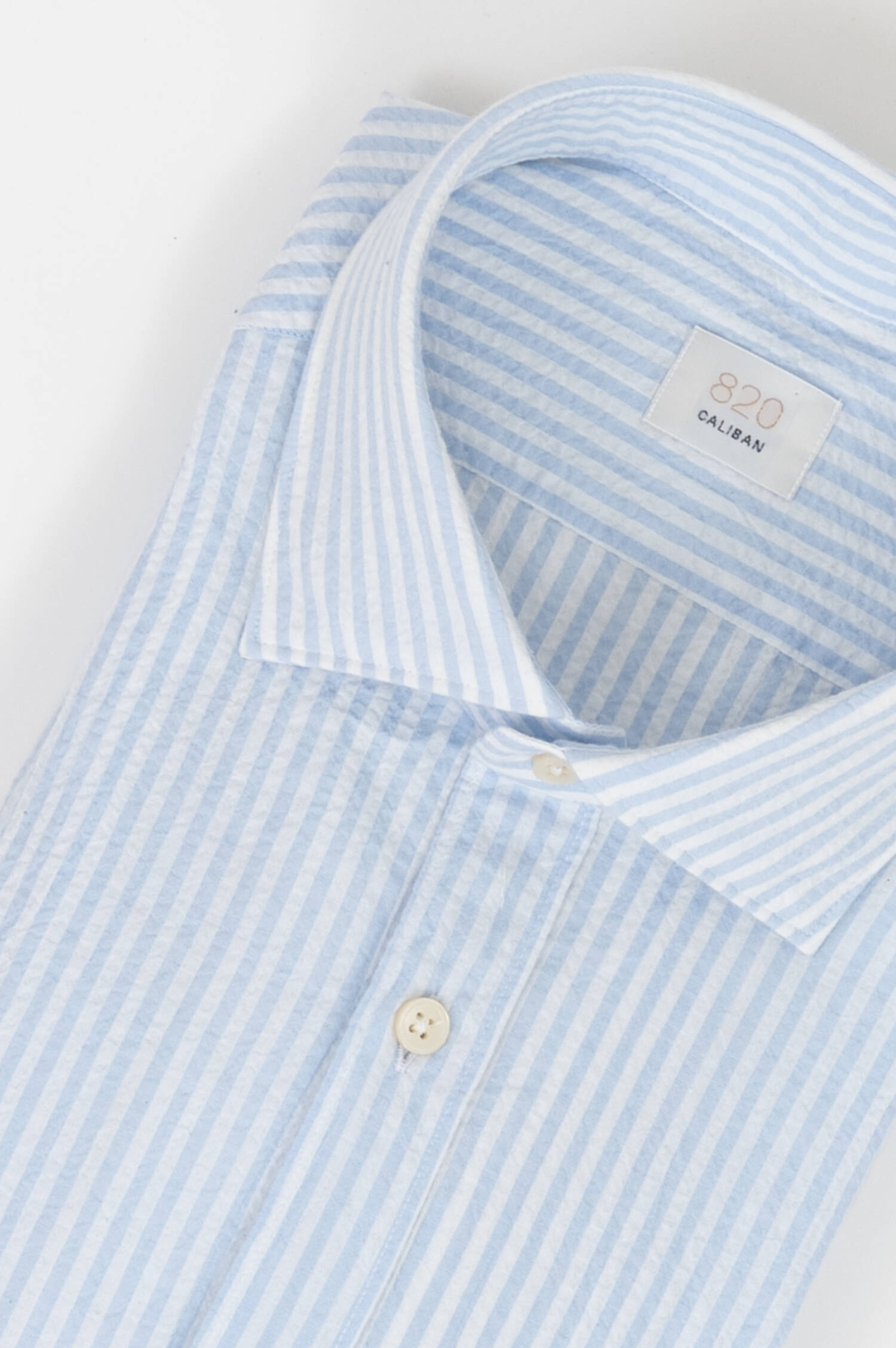 Seersucker Streifen Bluse in Hellblau/Weiß