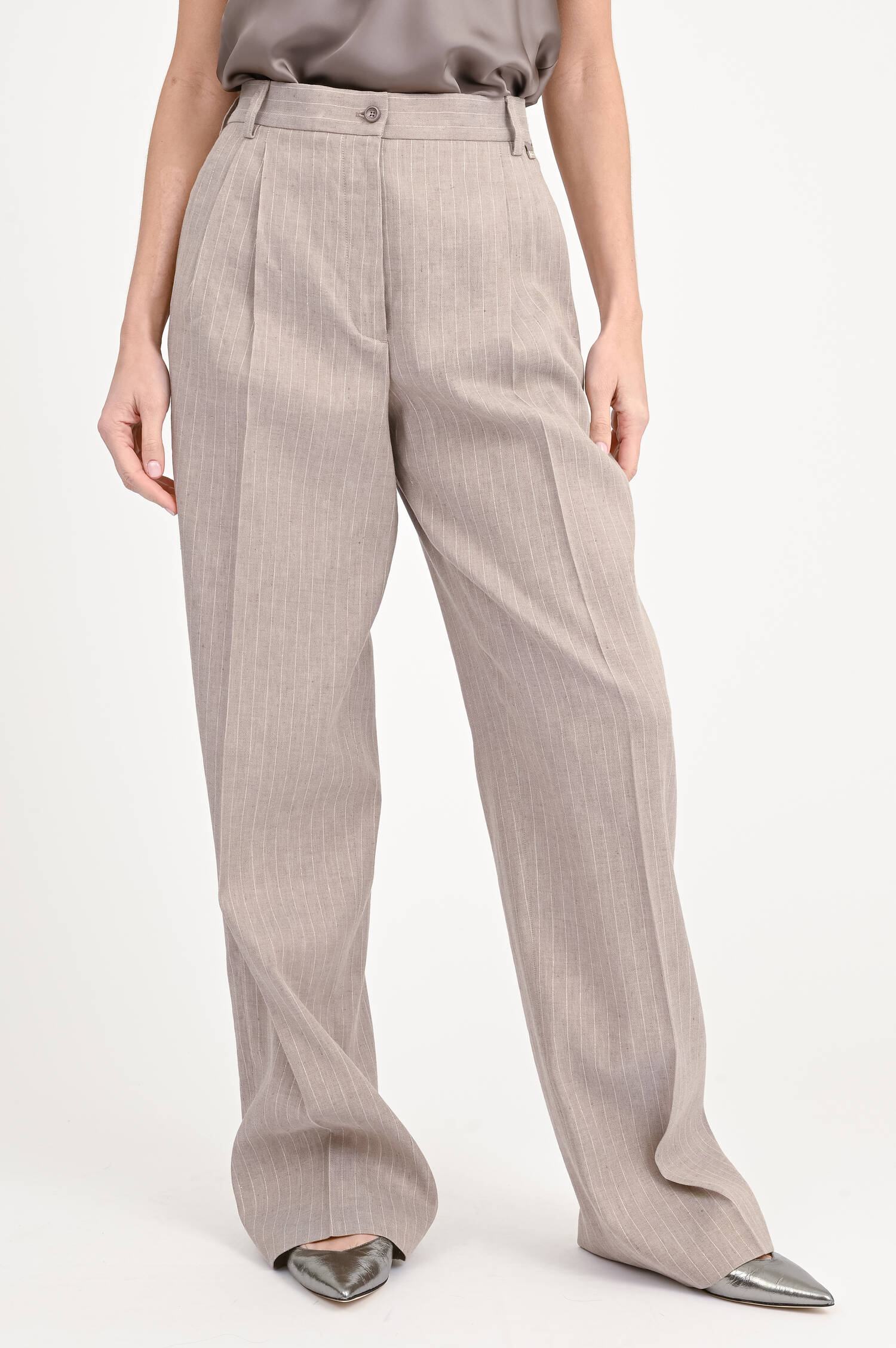 Hose mit Nadelstreifen in Chantilly/Gold