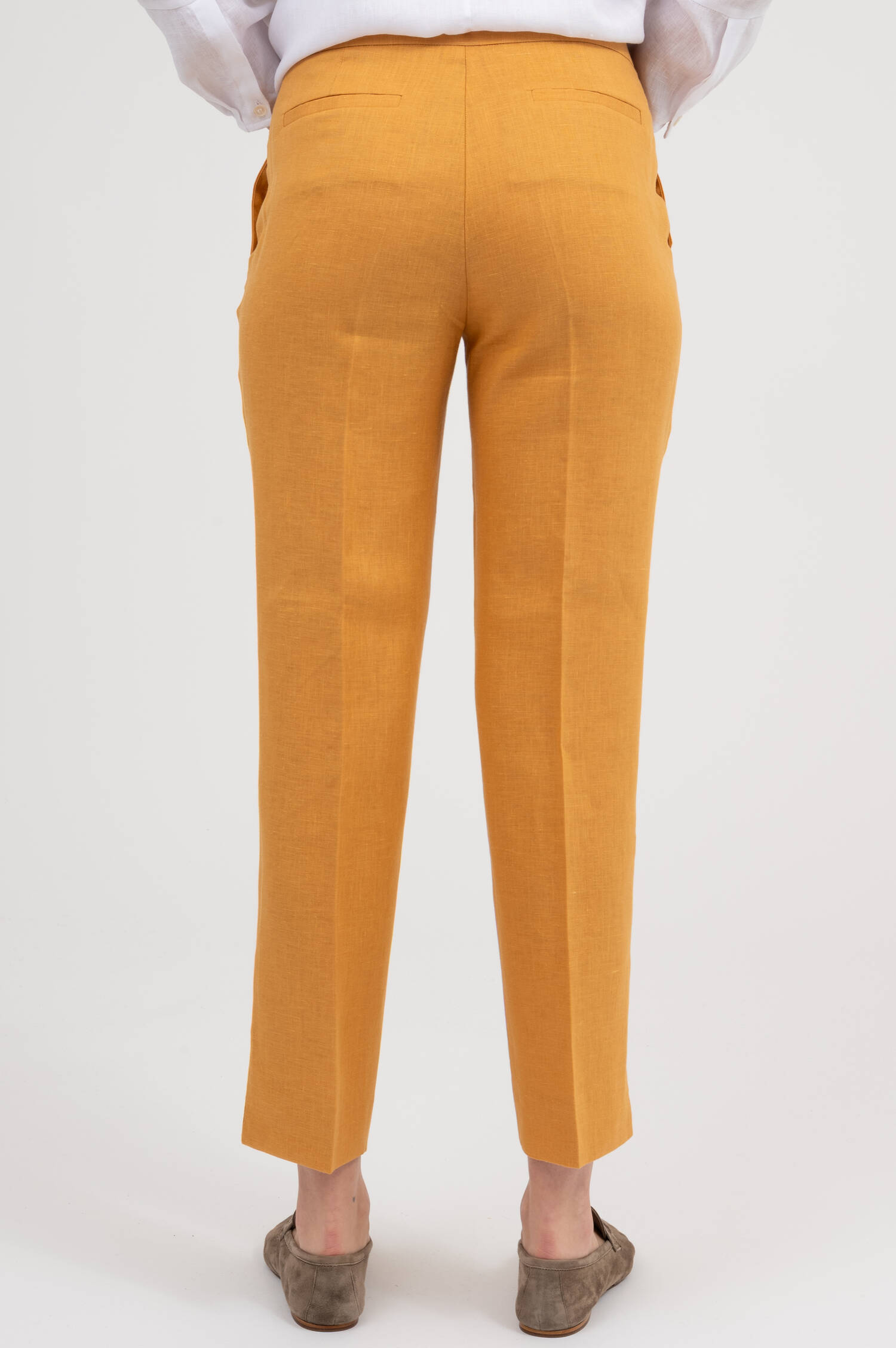 Leinenmixhose in Bernsteingelb