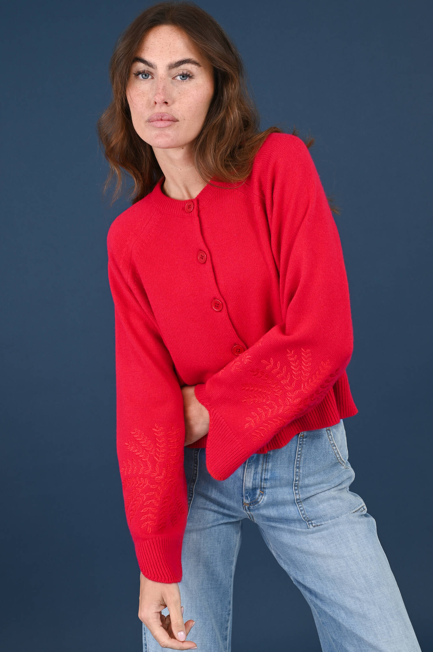 Cashmere Strickweste LOULOU in Rot Cashmere Strickweste LOULOU in Rot