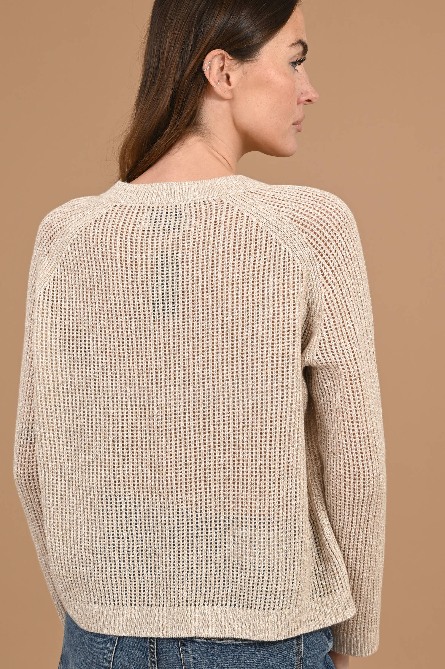 Grobstrick Cashmere-Leinen Pullover in Beige Grobstrick Cashmere-Leinen Pullover in Beige