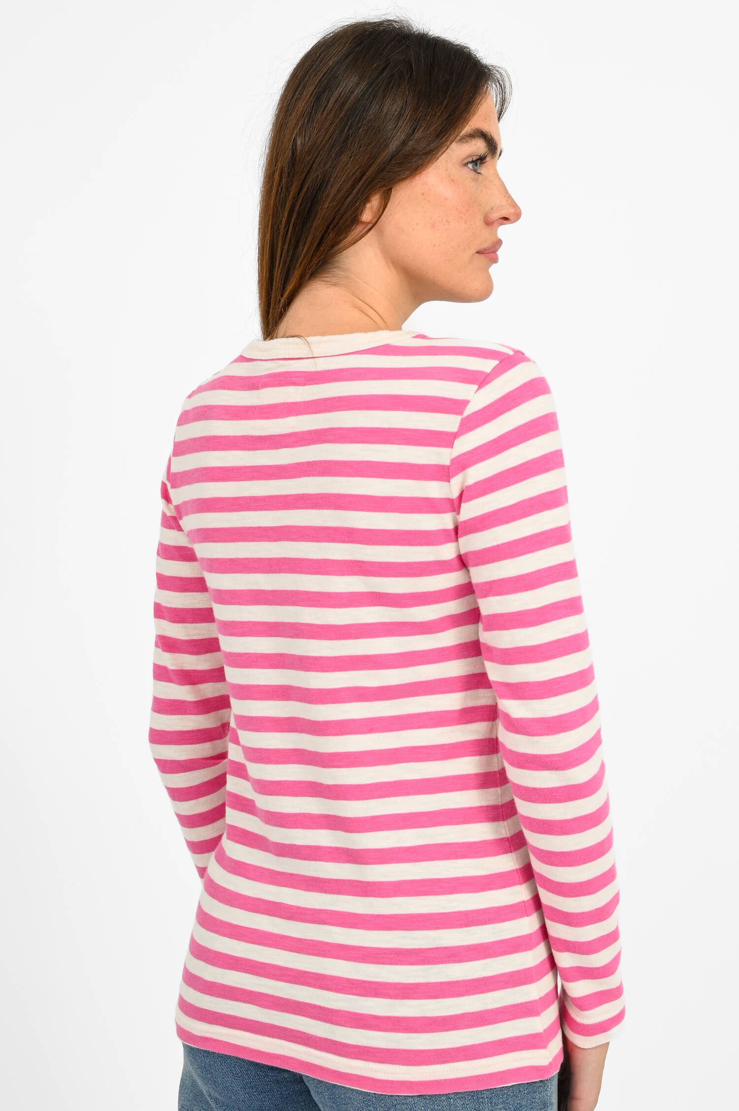 Gestreiftes Langarmshirt in Pink/Ecru Gestreiftes Langarmshirt in Pink/Ecru