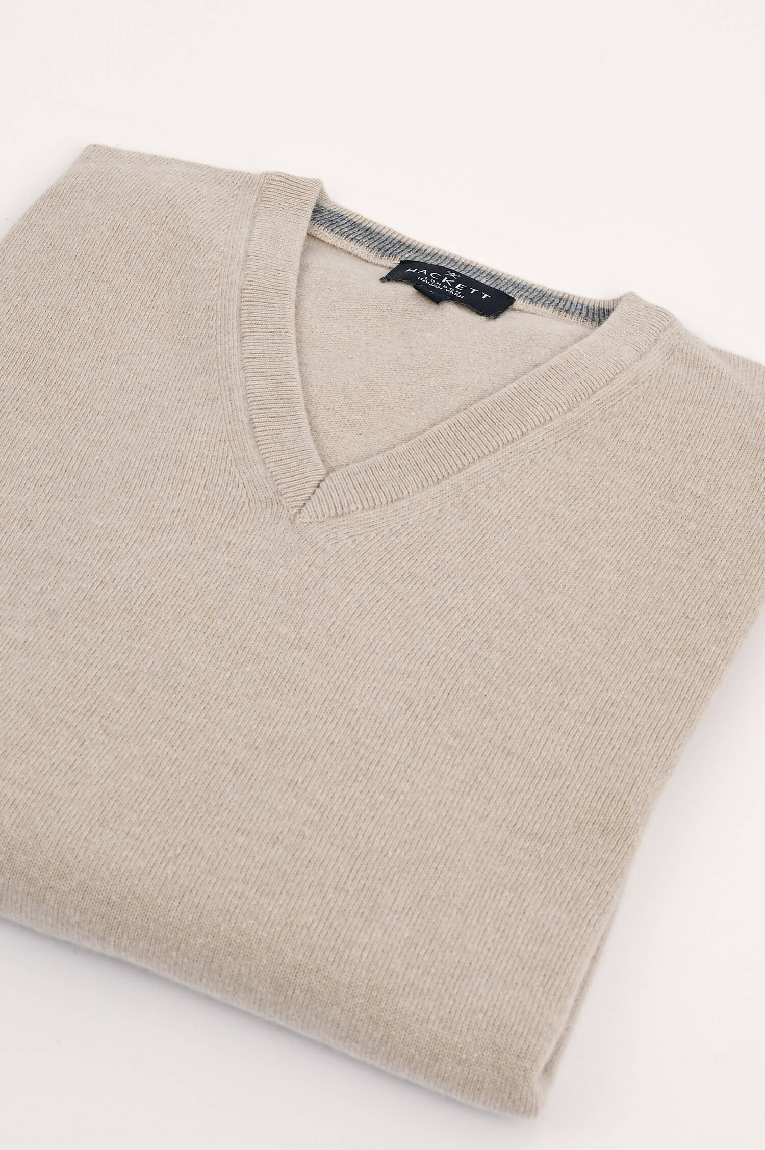 Wollmix V-Neck Pullover in Beige