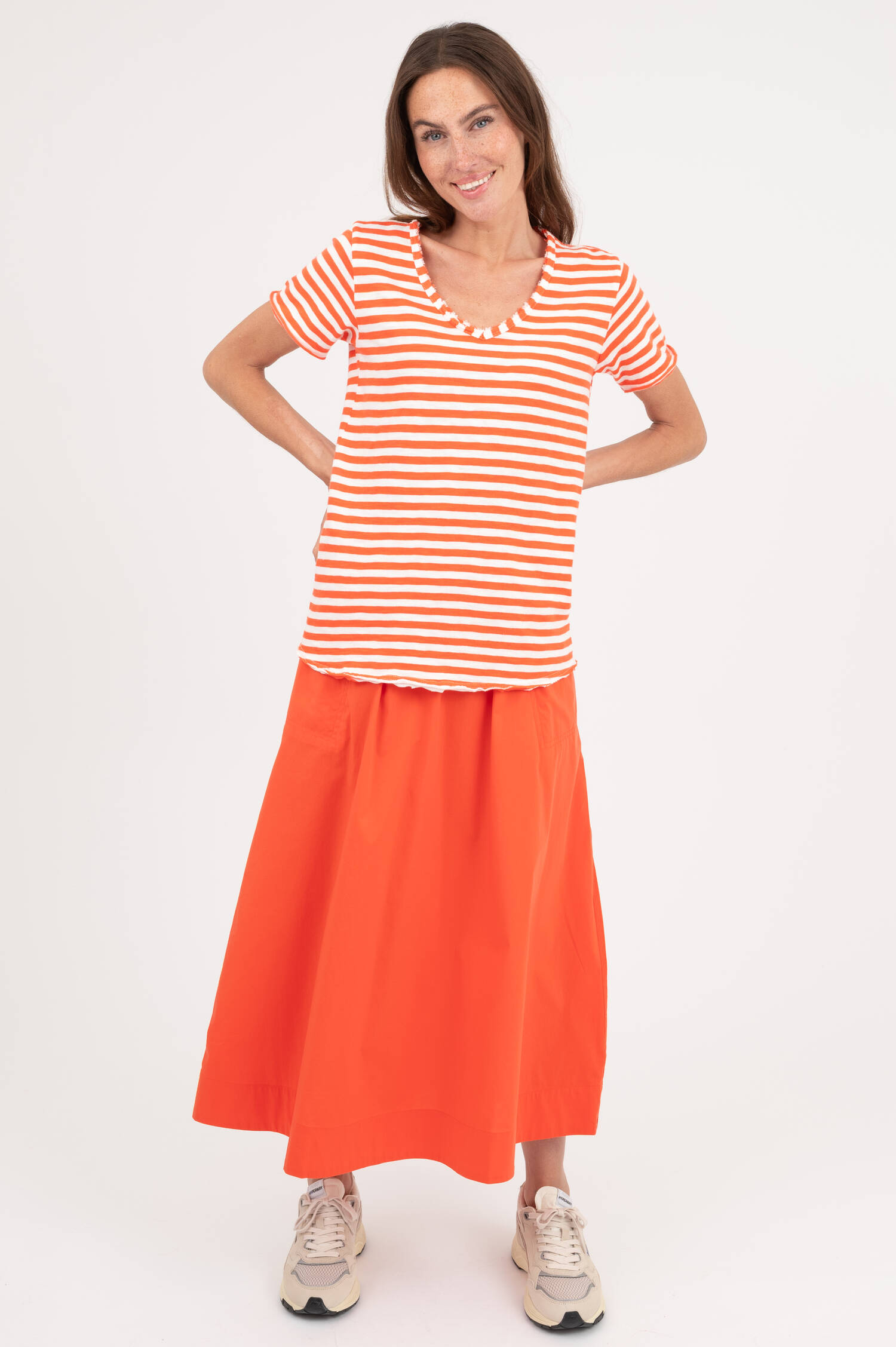 T-Shirt in Weiß/Orange gestreift T-Shirt in Weiß/Orange gestreift