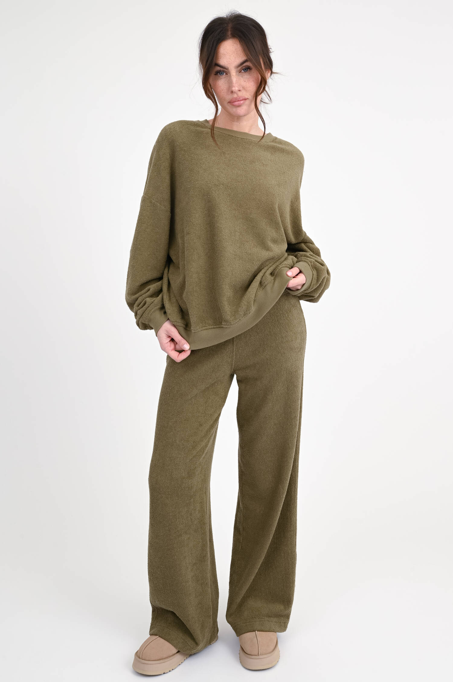 Frottee-Sweatshirt RANA in Oliv