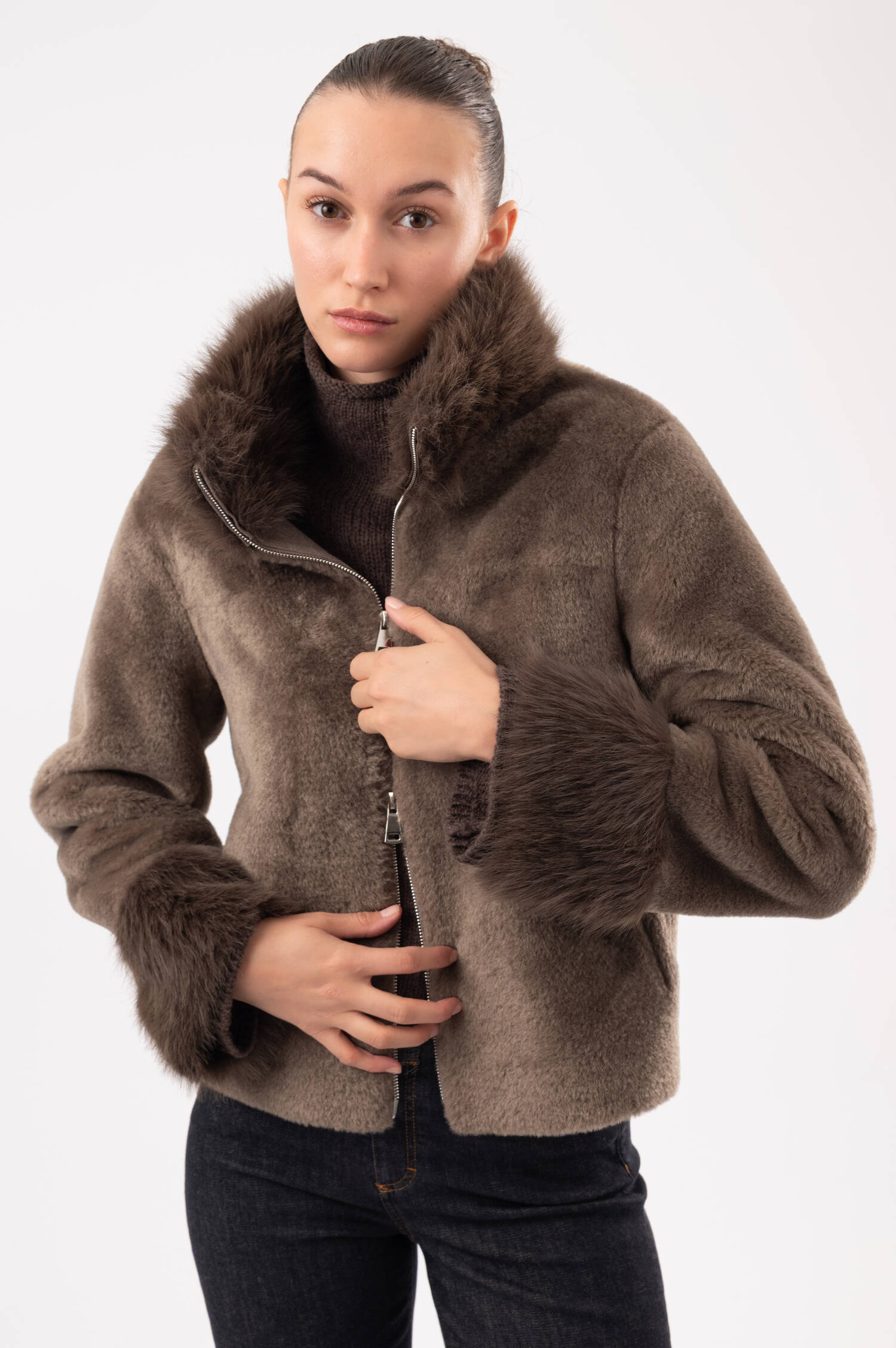 Faux-Fur-Jacke XANA TOSCANY in Braun