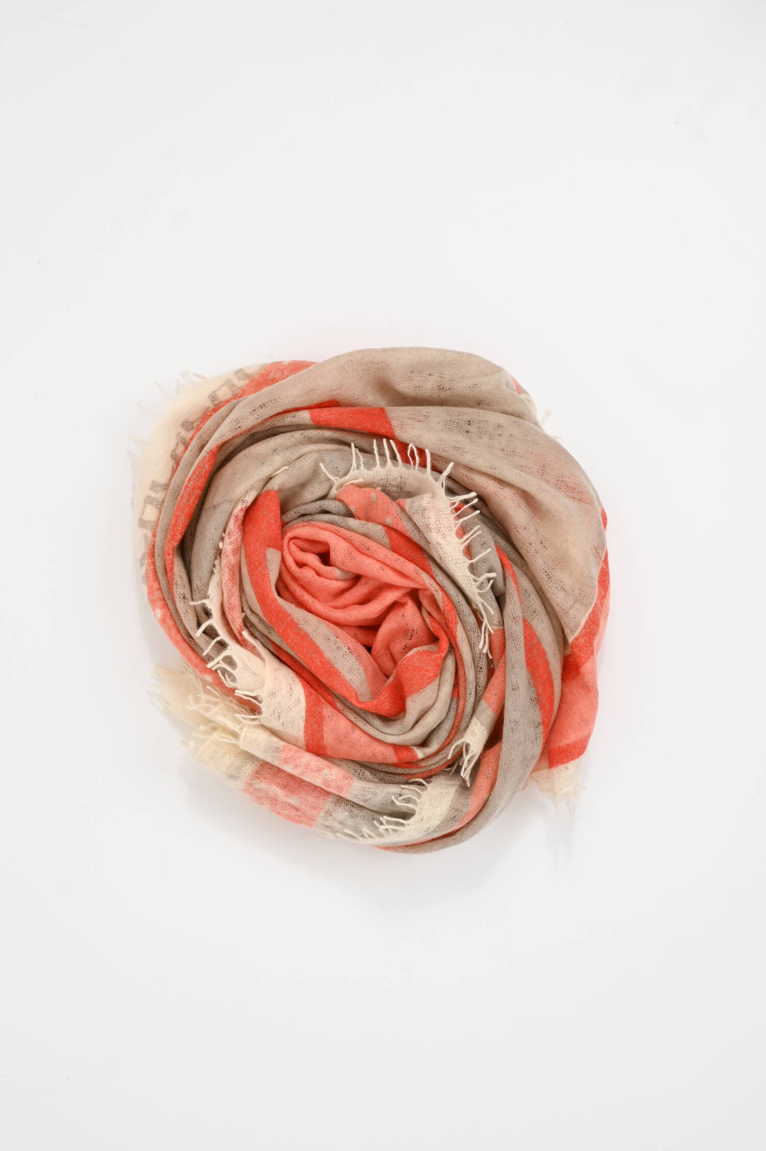 Cashmere Schal in Peach/Koralle gemustert 