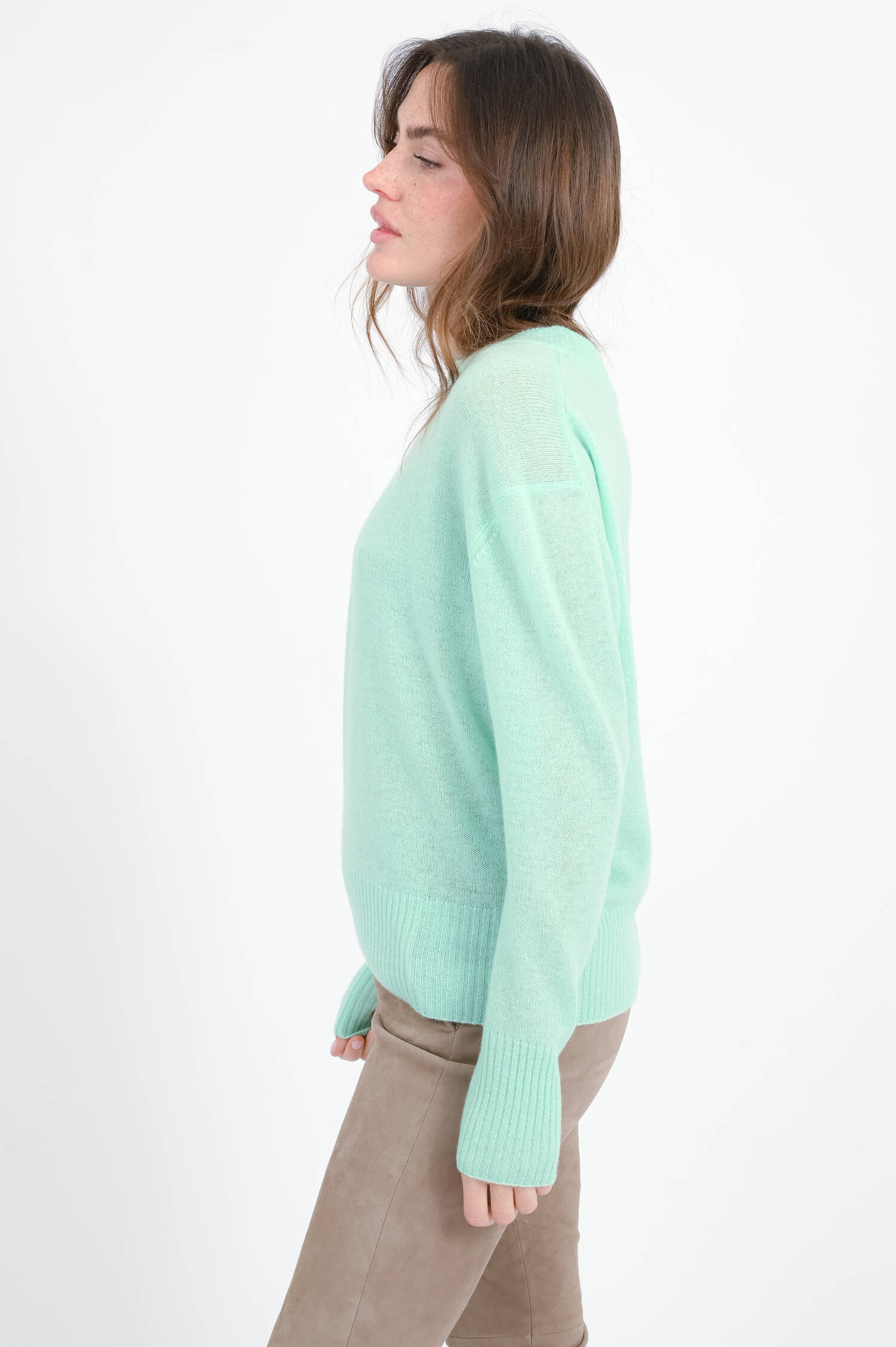 Strickpullover aus reinem Cashmere in Türkis