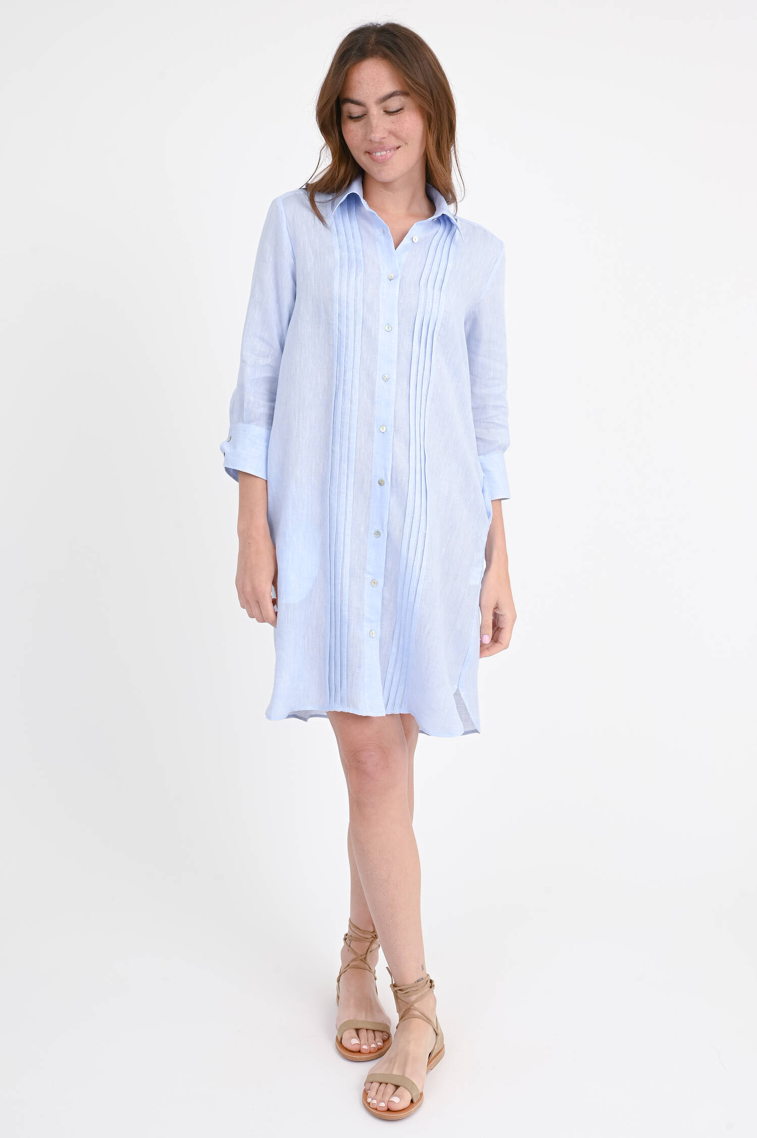 Kleid MALNINA mit Biesen in Hellblau