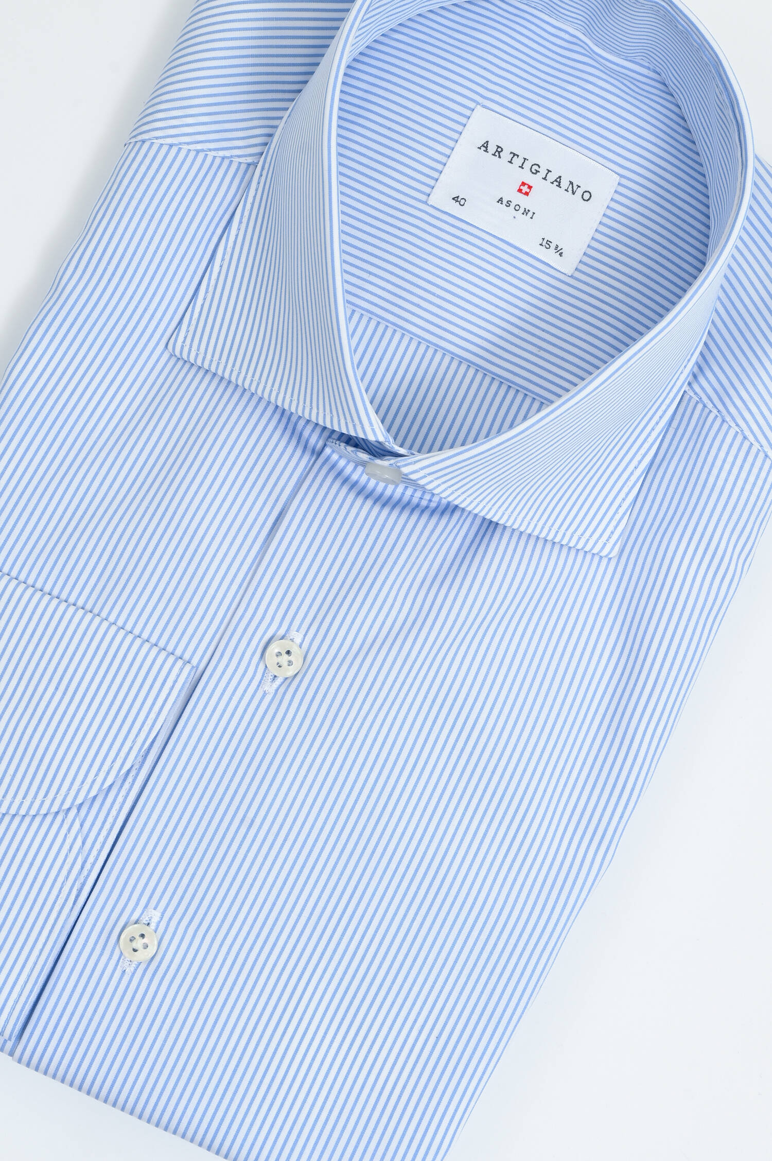 Twill-Hemd in Hellblau/Weiß gestreift