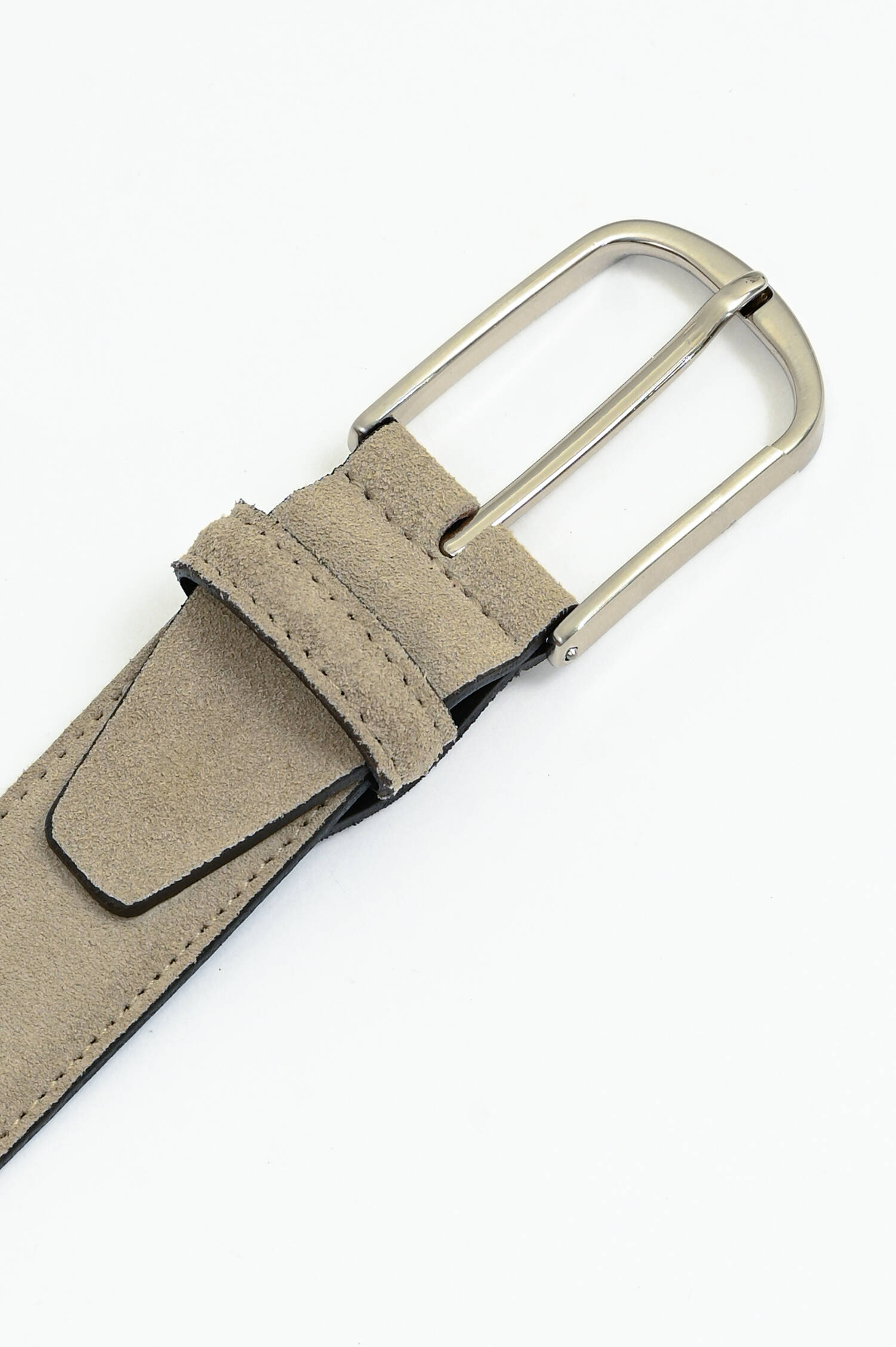 Gürtel aus Velour-Leder in Dark Beige