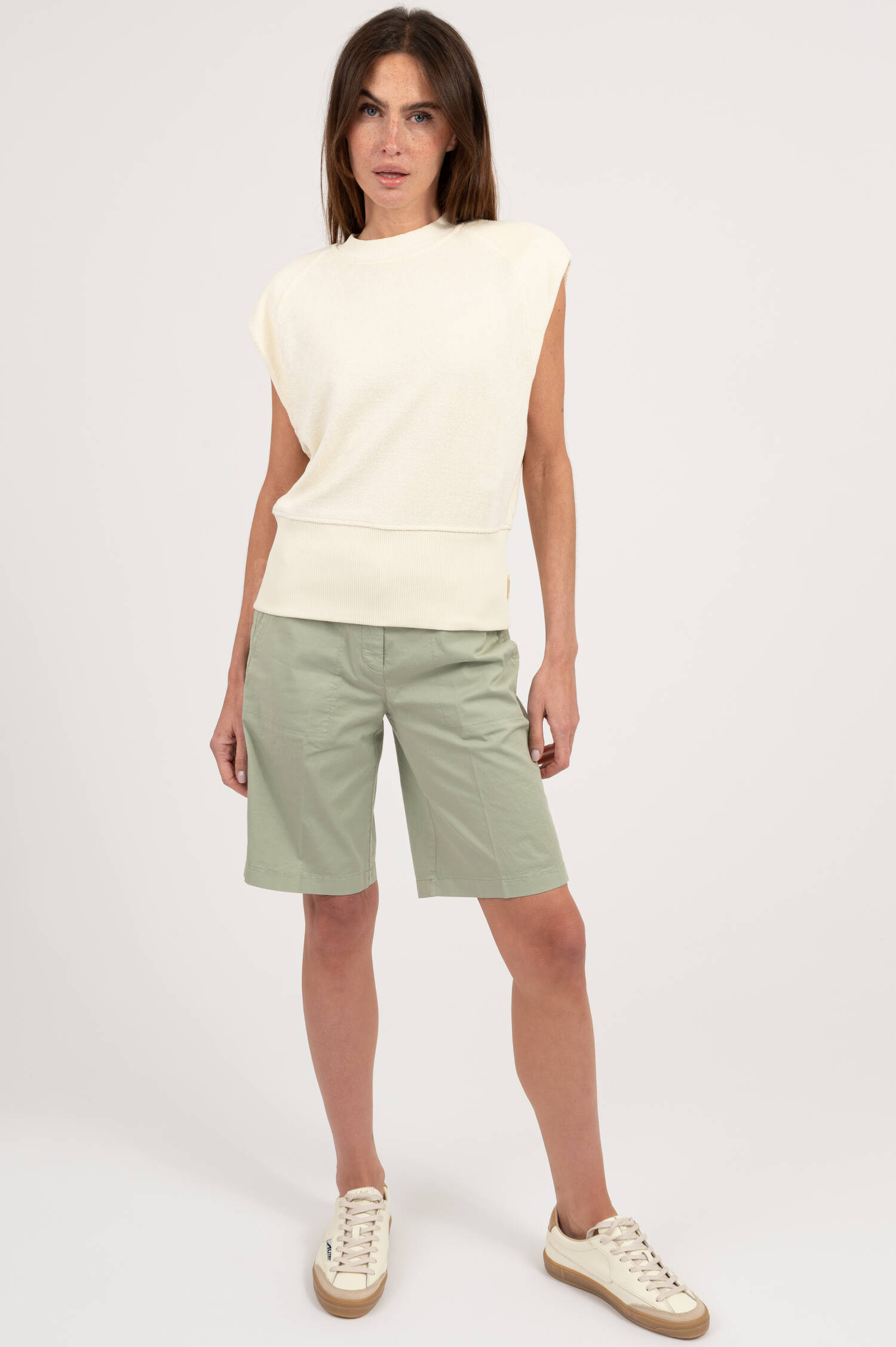 T-Shirt aus Baumwoll-Frottee in Creme