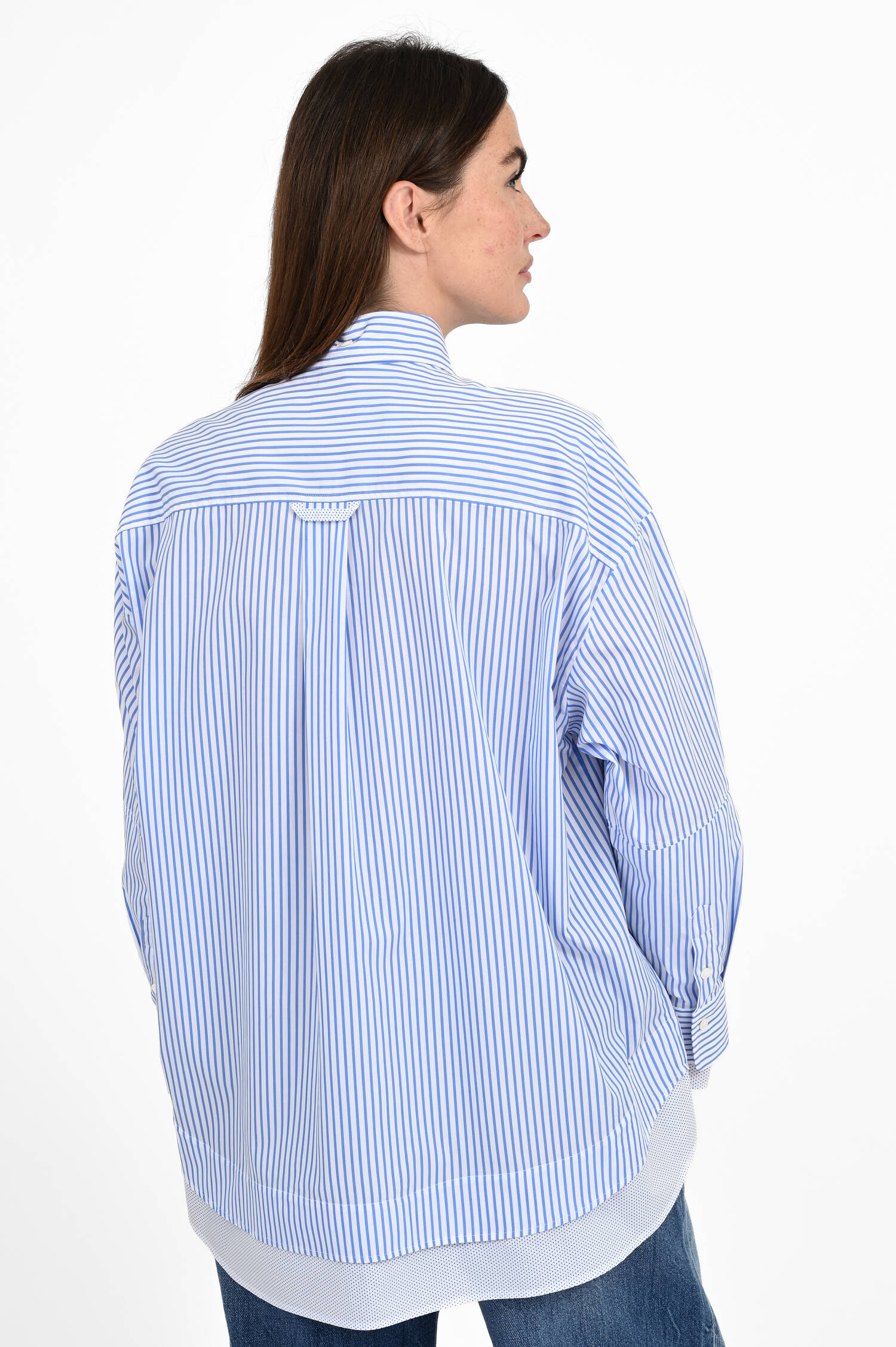 Bluse MEIL mit Stoffeinsatz in Blau/Weiß Bluse MEIL mit Stoffeinsatz in Blau/Weiß