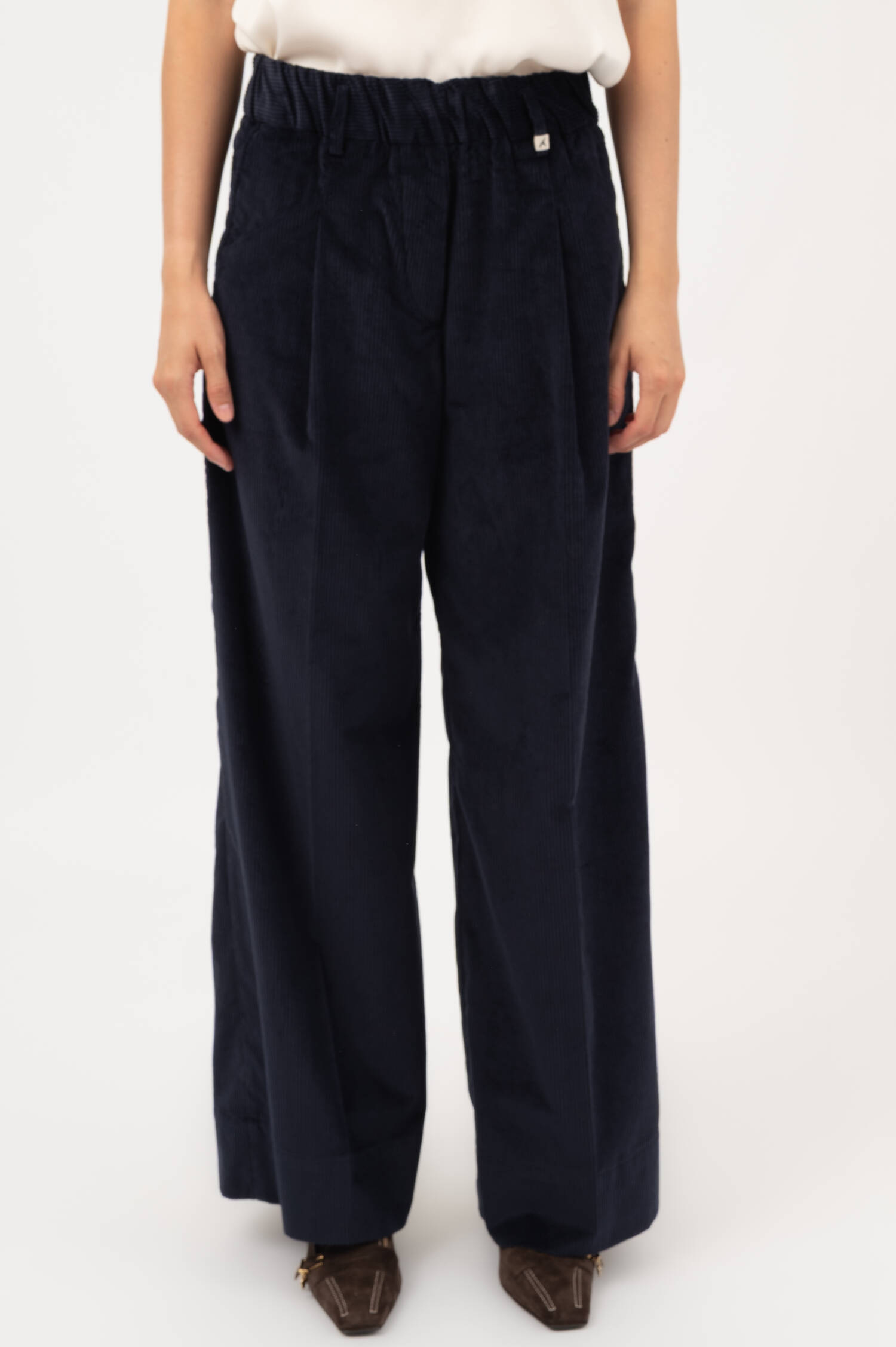 Wide-Leg Cordhose in Navy