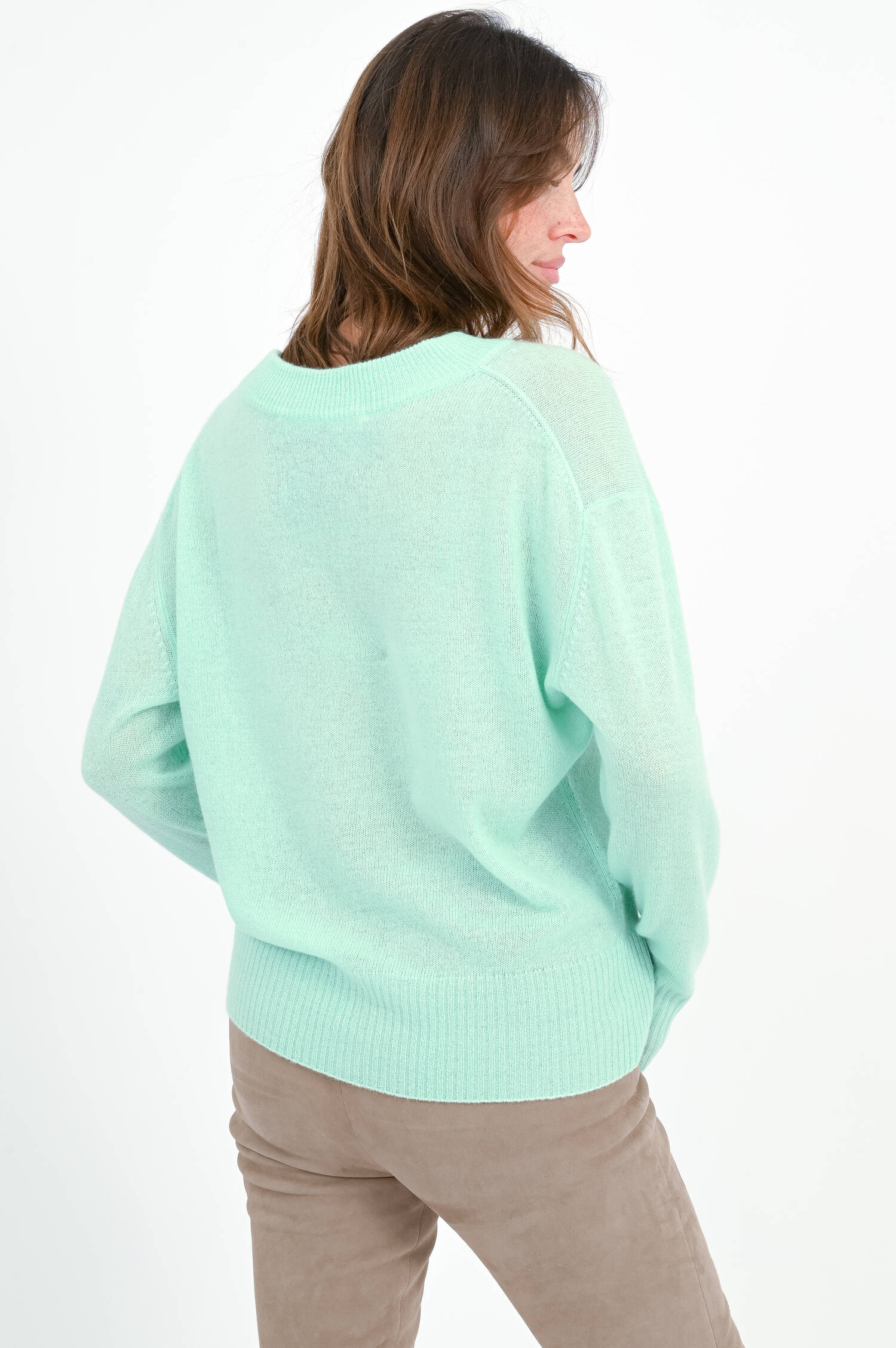 Strickpullover aus reinem Cashmere in Türkis