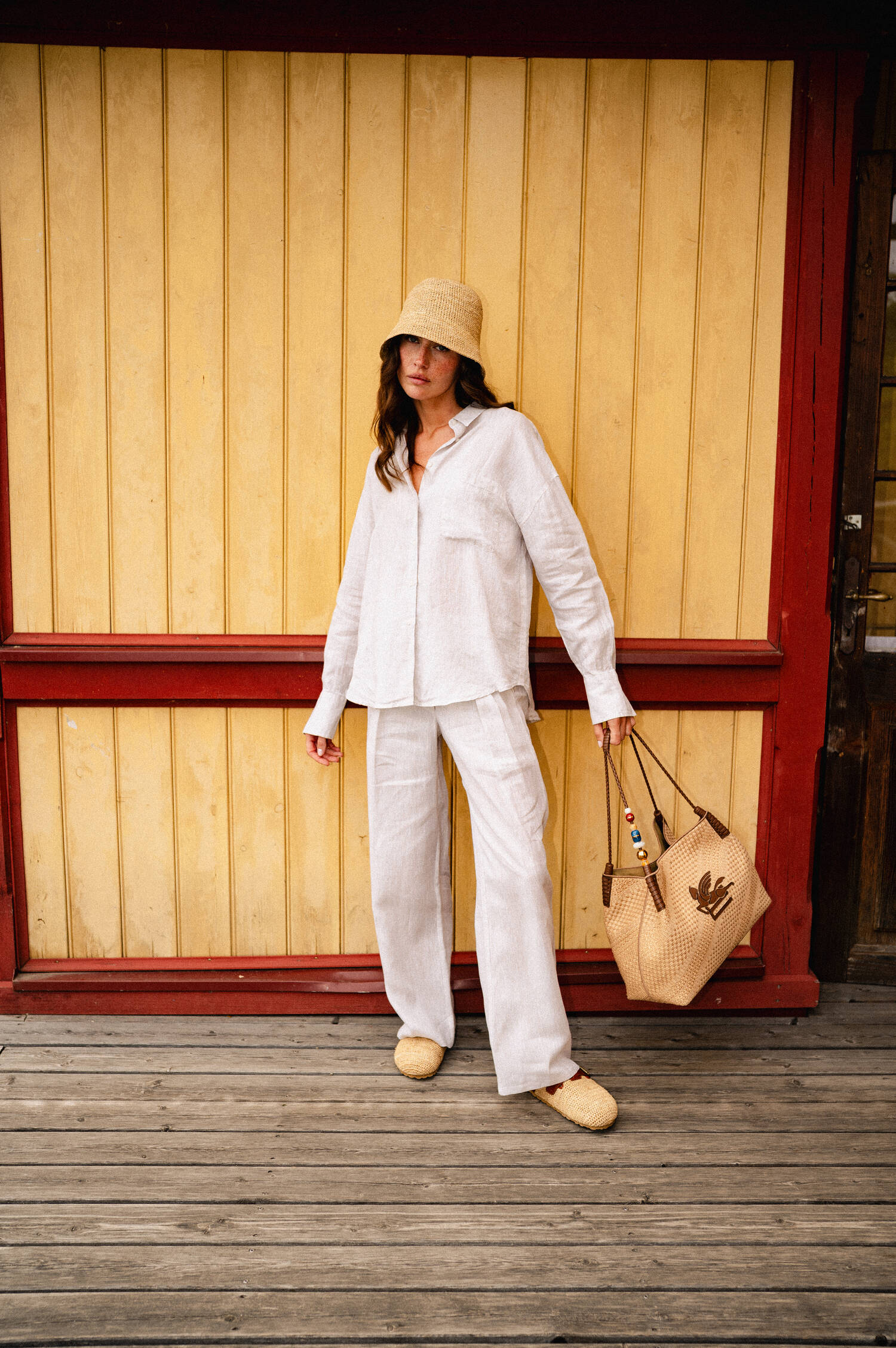 Leinenbluse in Beige