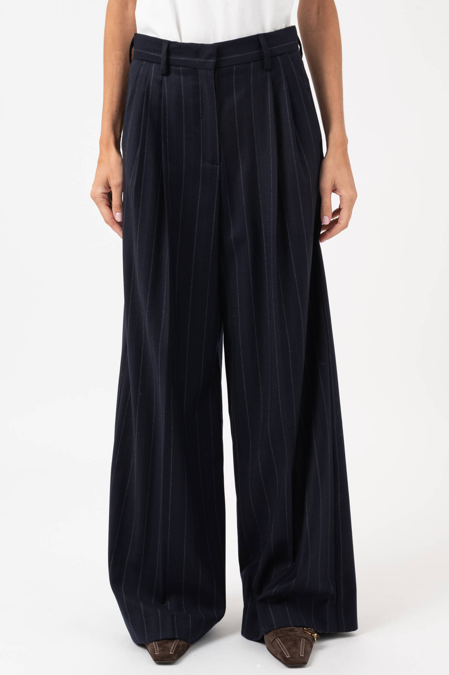 Wide-Leg Bundfaltenhose NEBBIE in Navy