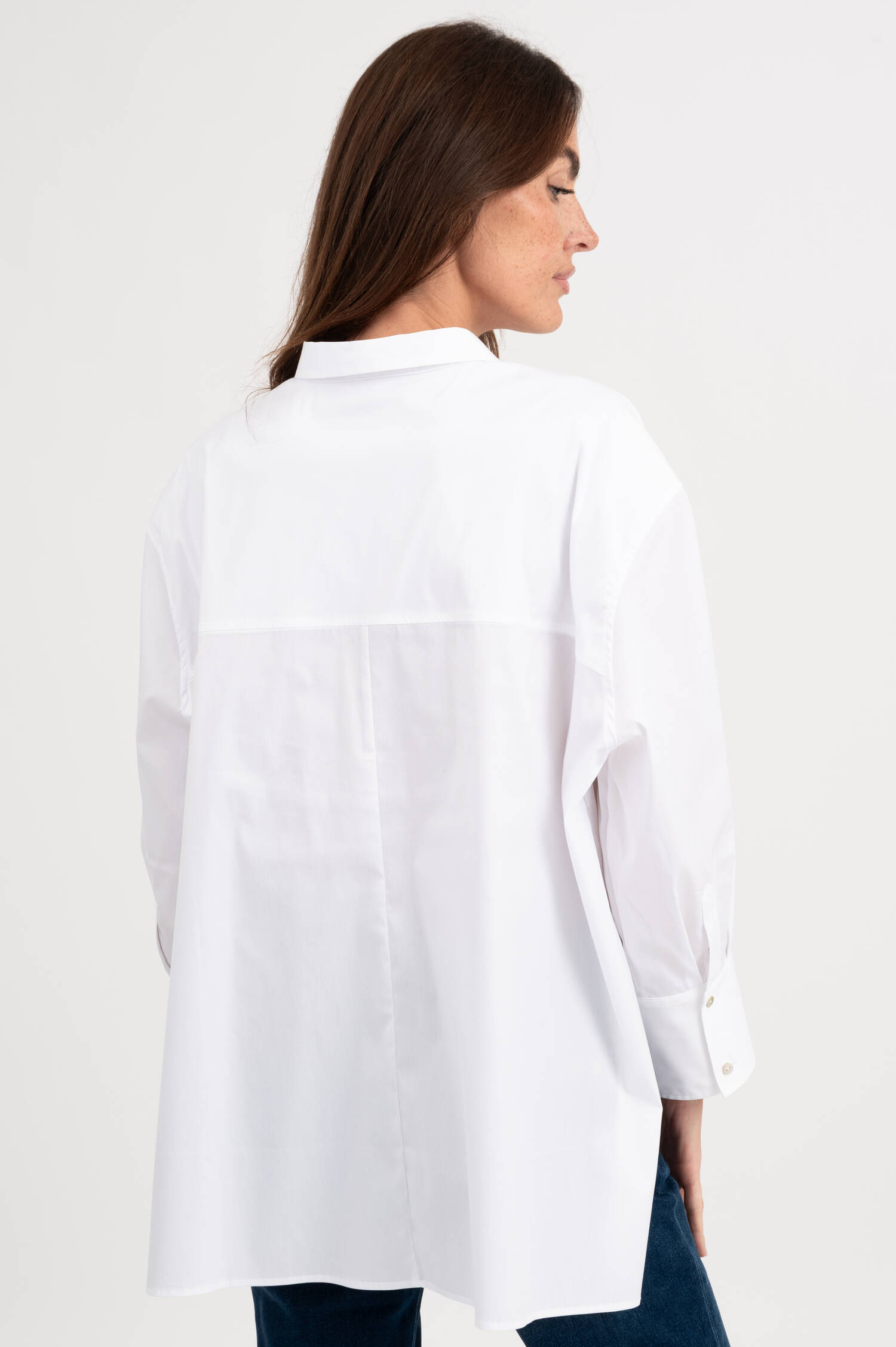 Oversized Baumwoll-Bluse in Weiß
